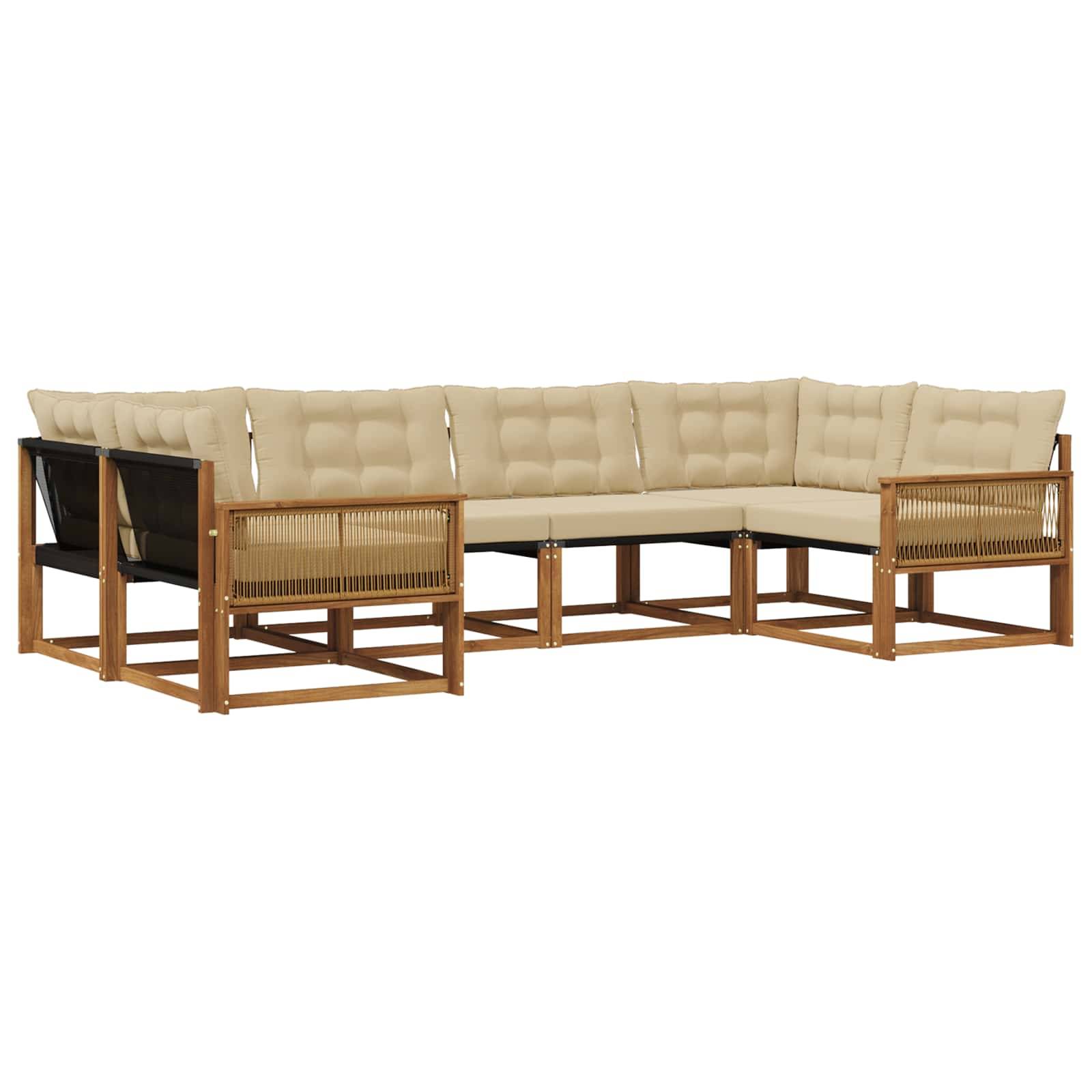 vidaXL Outdoor-Sofagarnitur mit Kissen 6 pcs Natur und Beige
