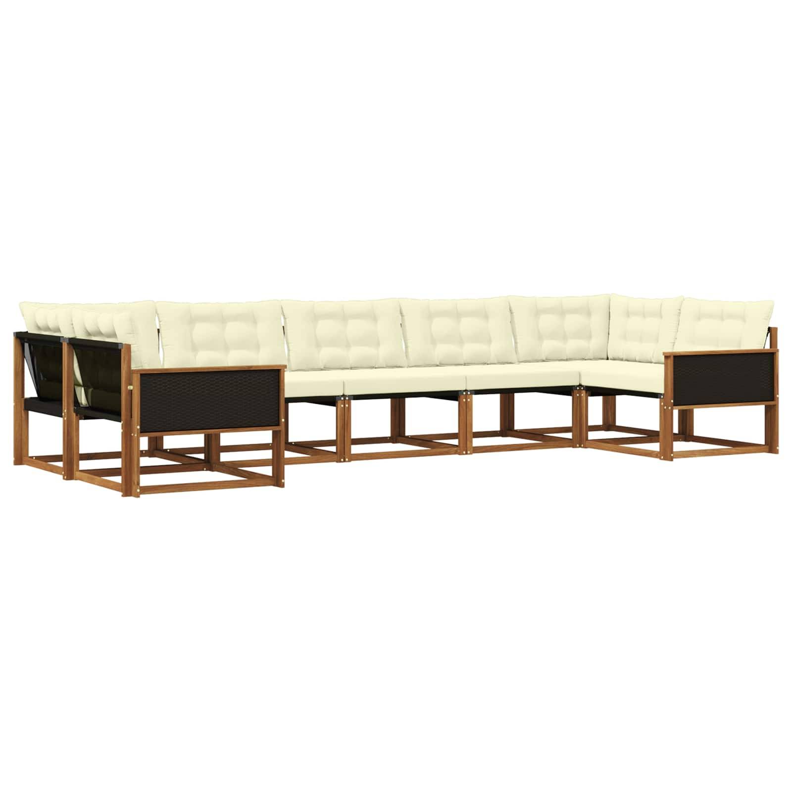 vidaXL Outdoor-Sofagarnitur mit Kissen 7 pcs Natur und Creme