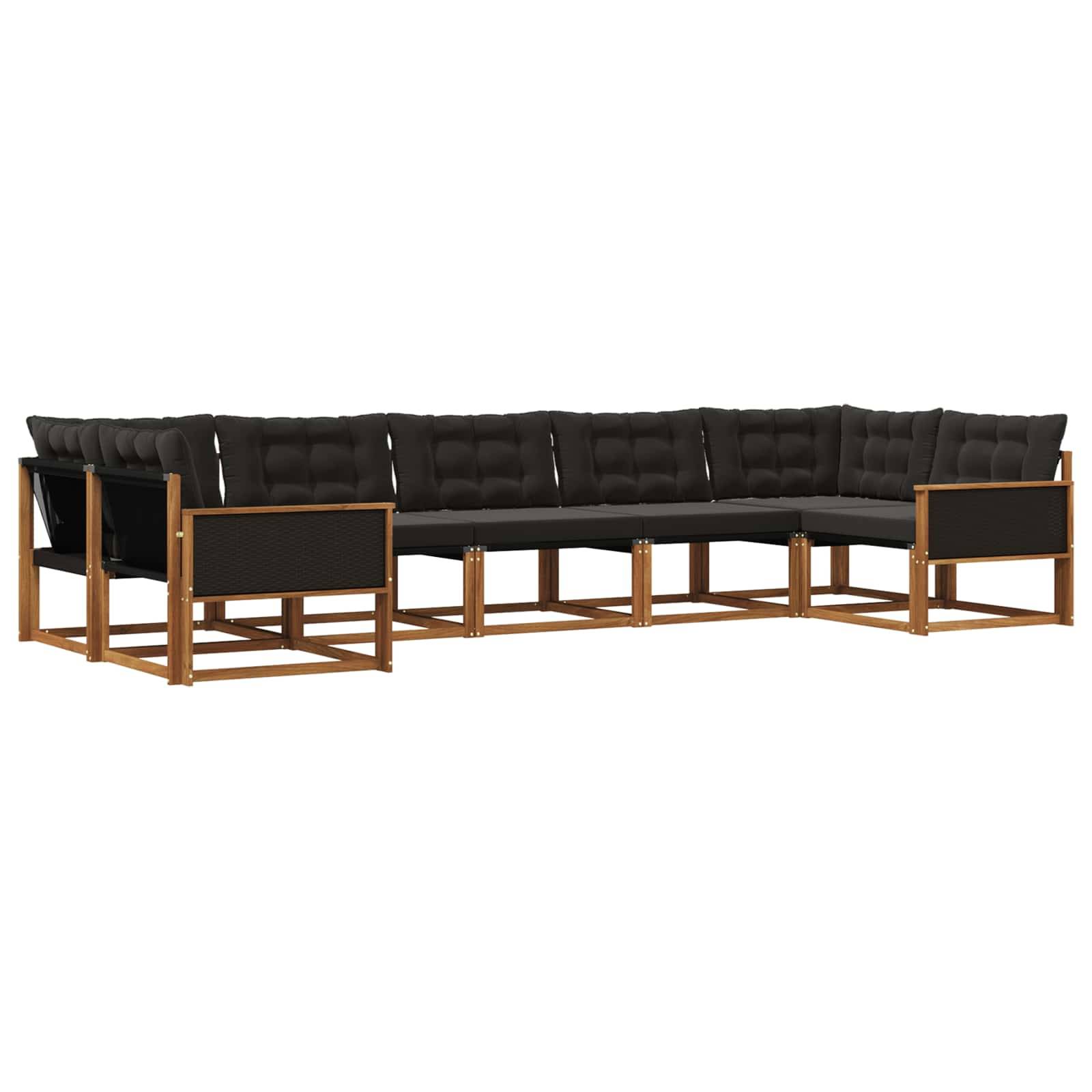 vidaXL Outdoor-Sofagarnitur mit Kissen 7 pcs Natürlich und Schwarz
