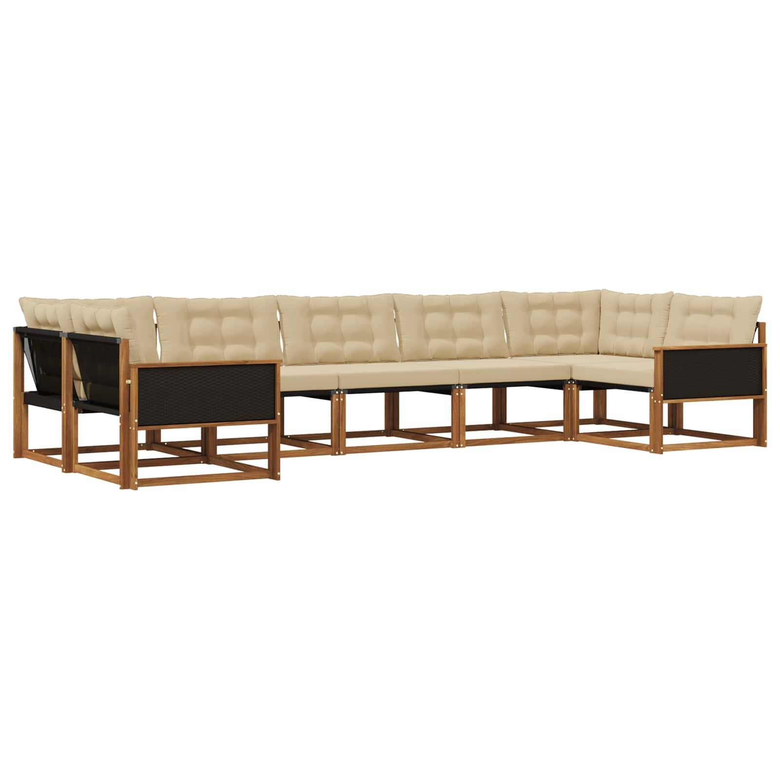 vidaXL Outdoor-Sofagarnitur mit Kissen 7 pcs Natur und Beige