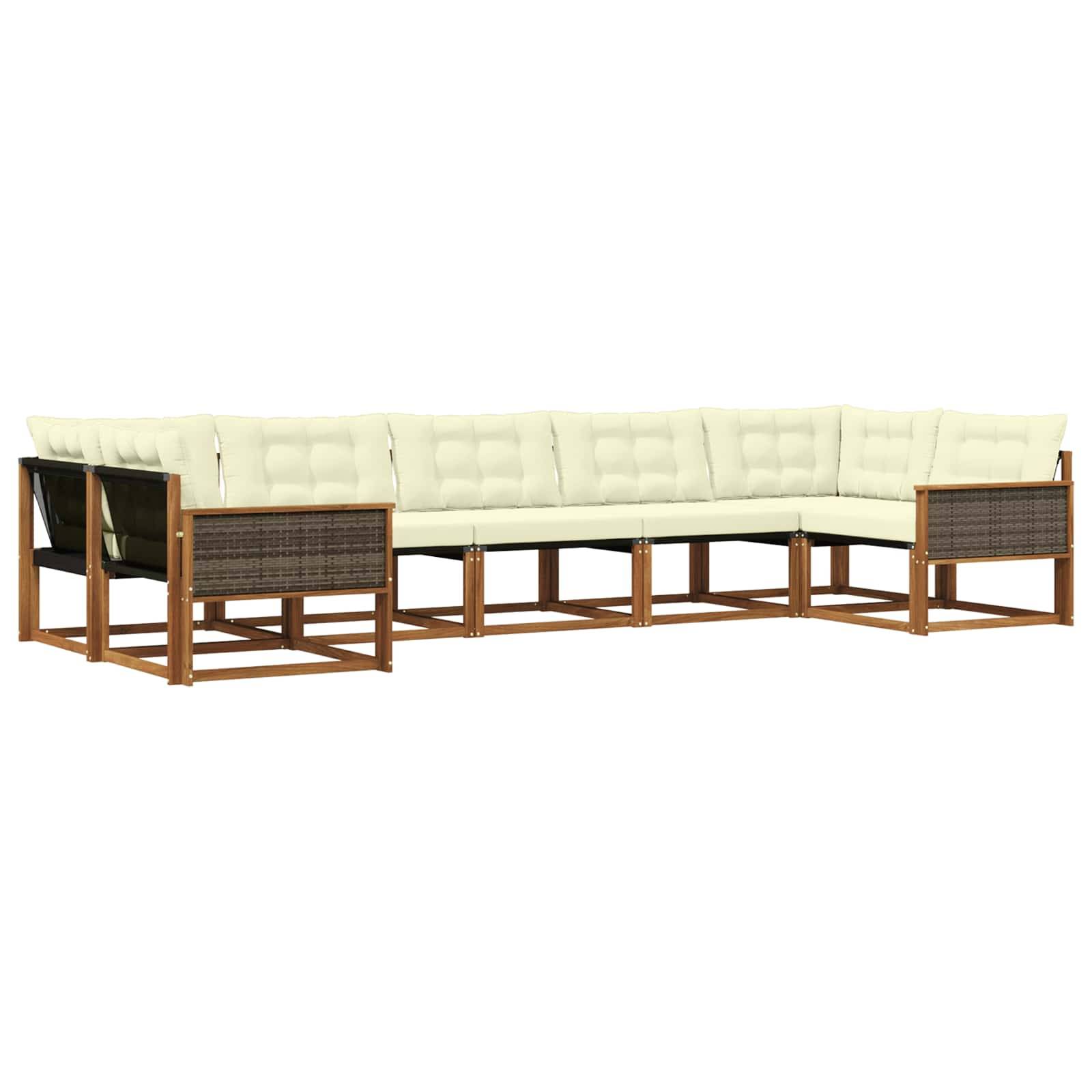 vidaXL Outdoor-Sofagarnitur mit Kissen 7 pcs Natur und Creme
