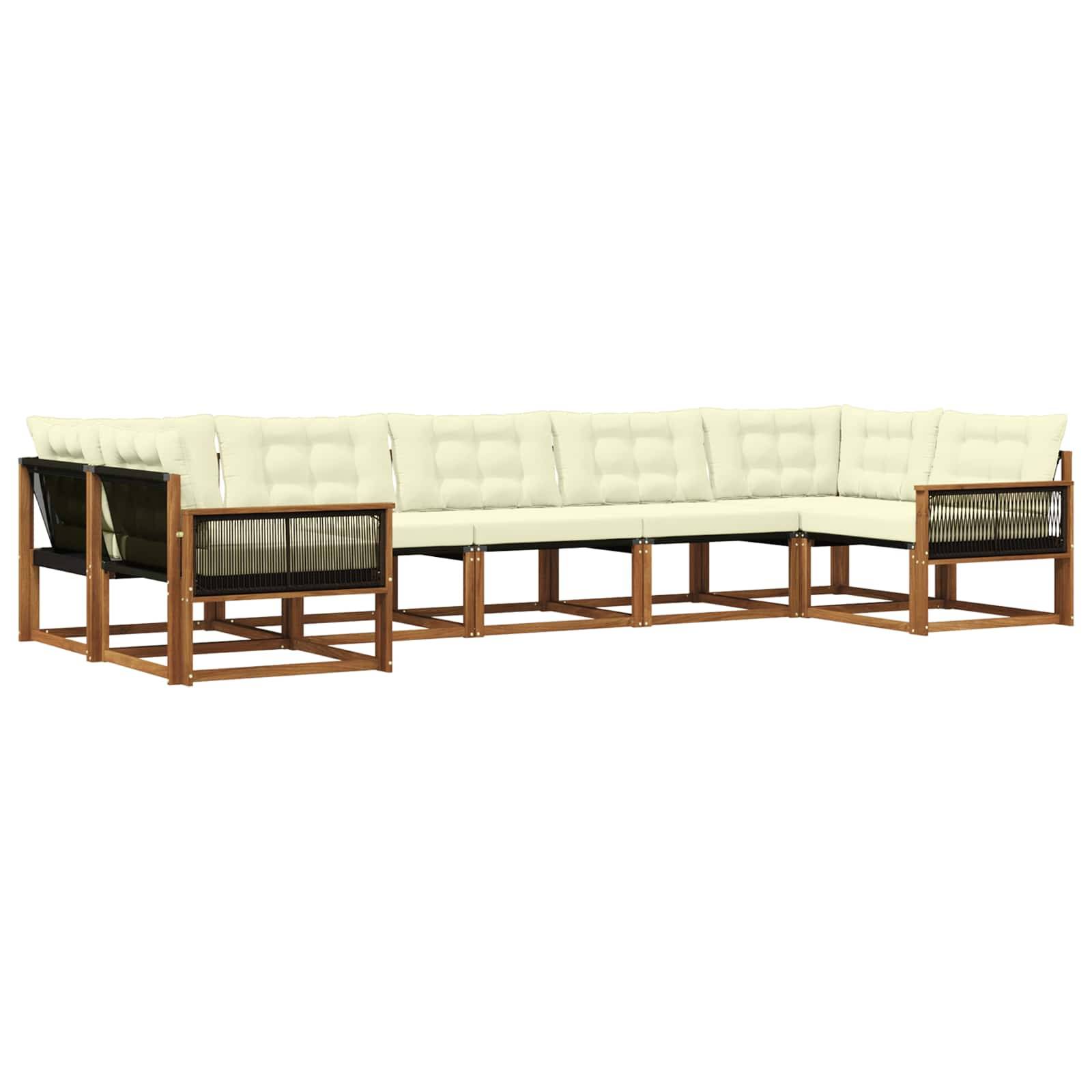vidaXL Outdoor-Sofagarnitur mit Kissen 7 pcs Natur und Creme