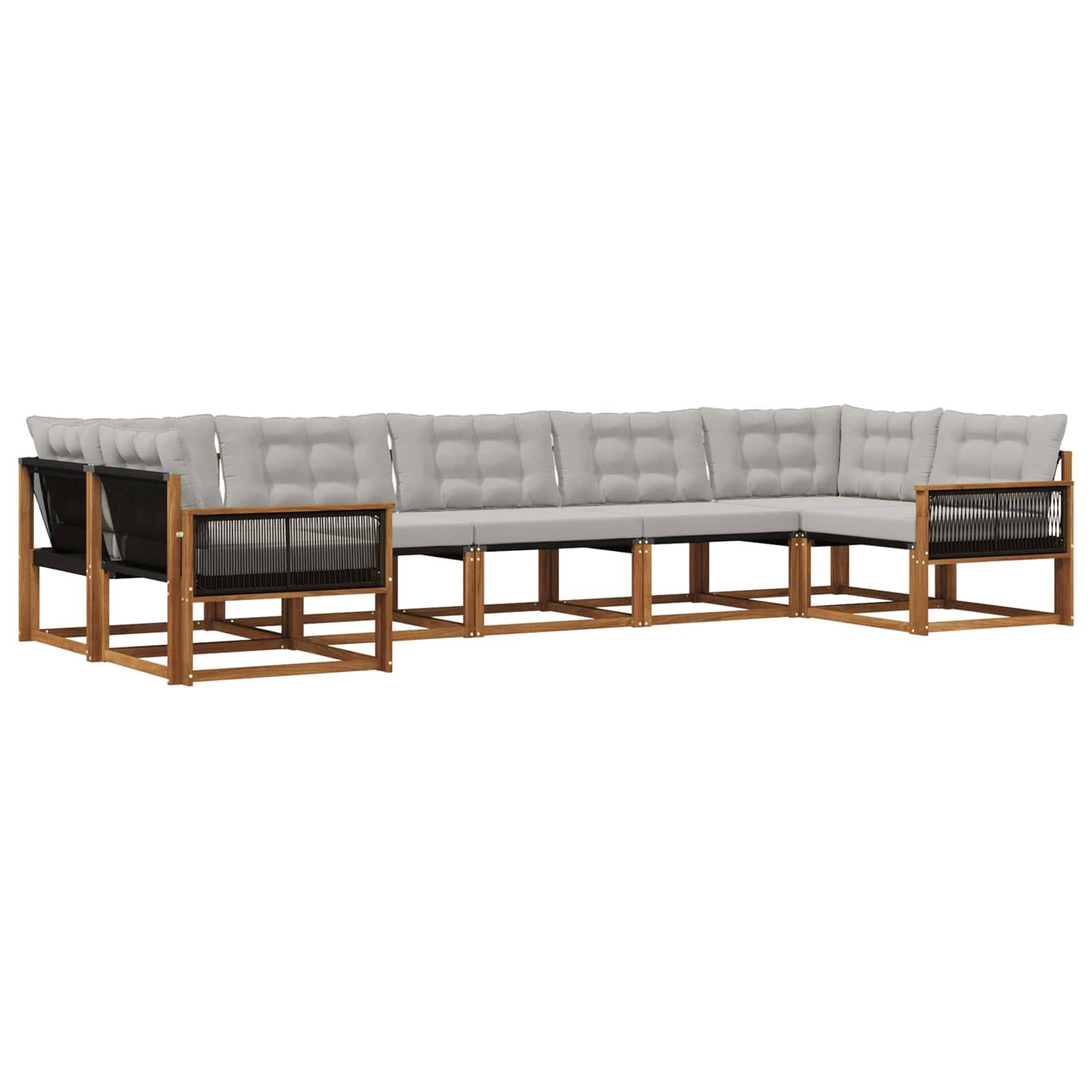vidaXL Outdoor-Sofagarnitur mit Kissen 7 pcs Natürlich und Hellgrau
