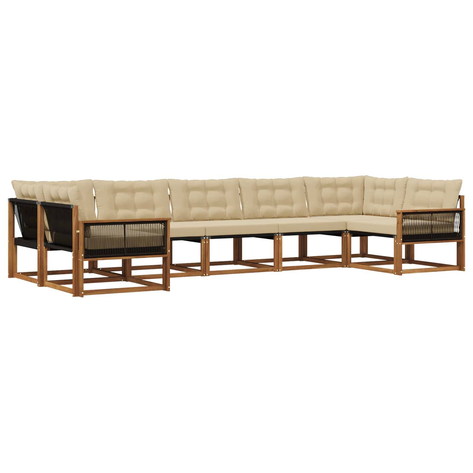 vidaXL Outdoor-Sofagarnitur mit Kissen 7 pcs Natur und Beige