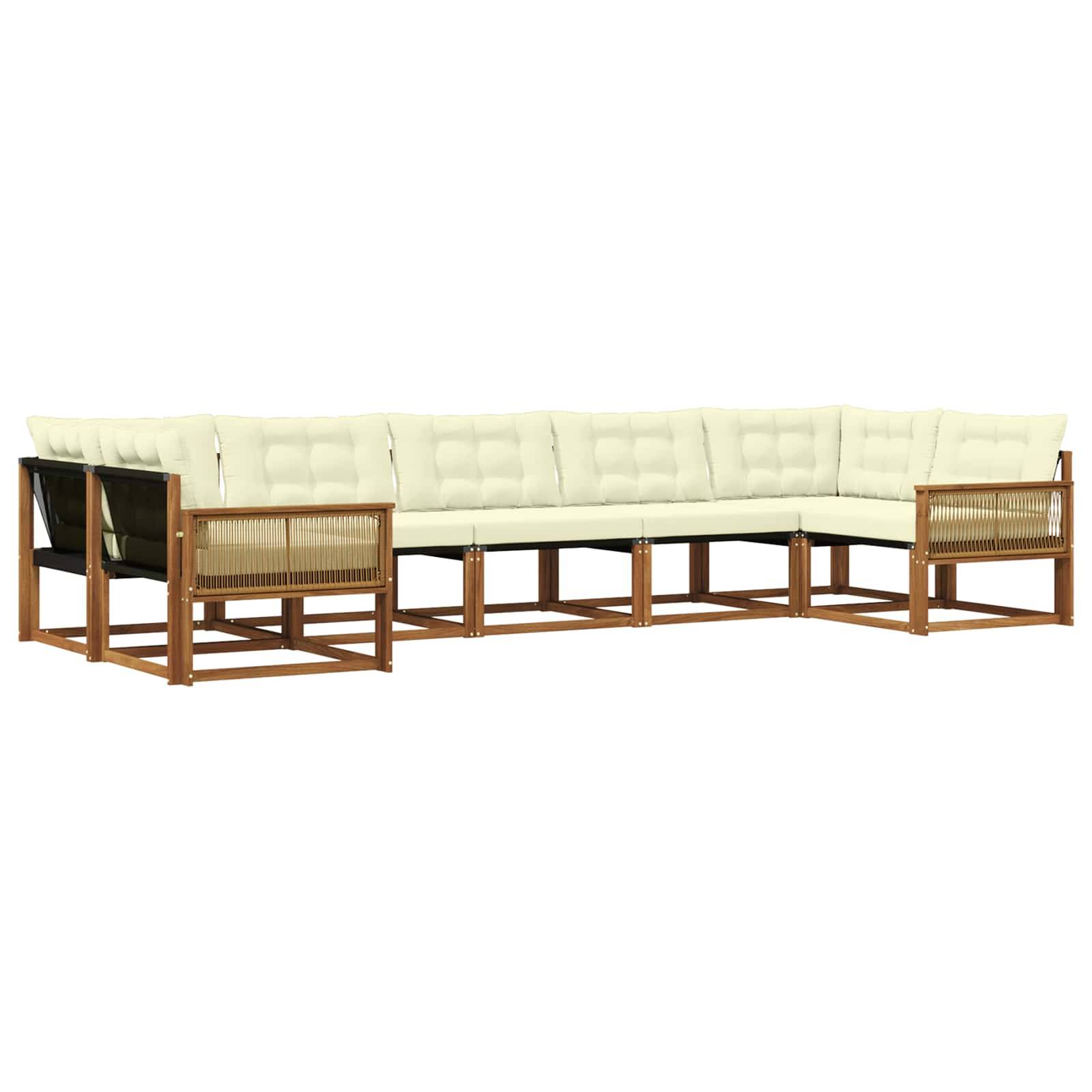 vidaXL Outdoor-Sofagarnitur mit Kissen 7 pcs Natur und Creme