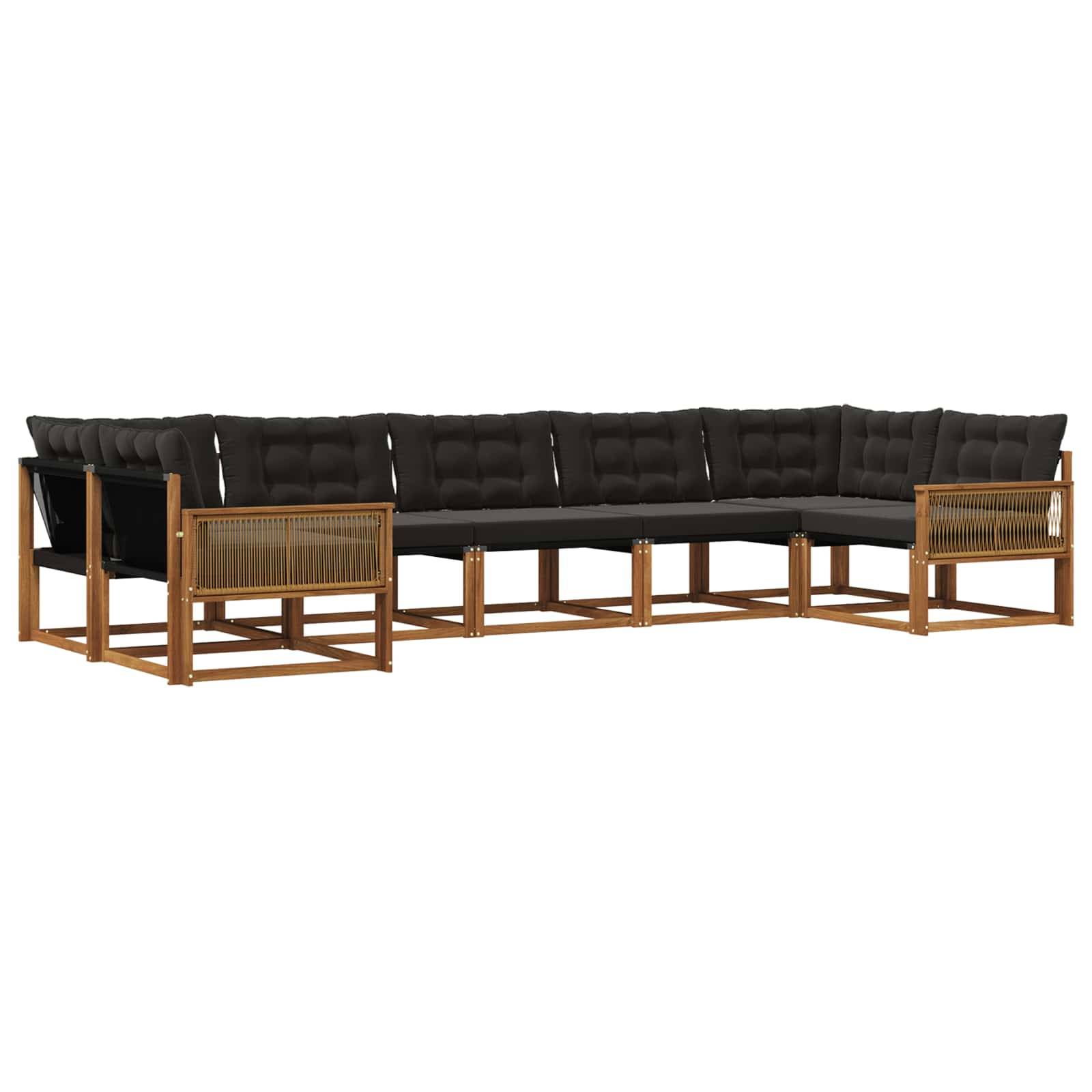 vidaXL Outdoor-Sofagarnitur mit Kissen 7 pcs Natürlich und Schwarz