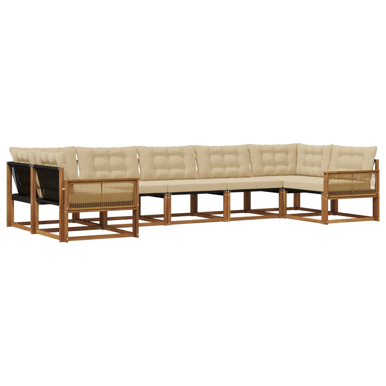 vidaXL Outdoor-Sofagarnitur mit Kissen 7 pcs Natur und Beige