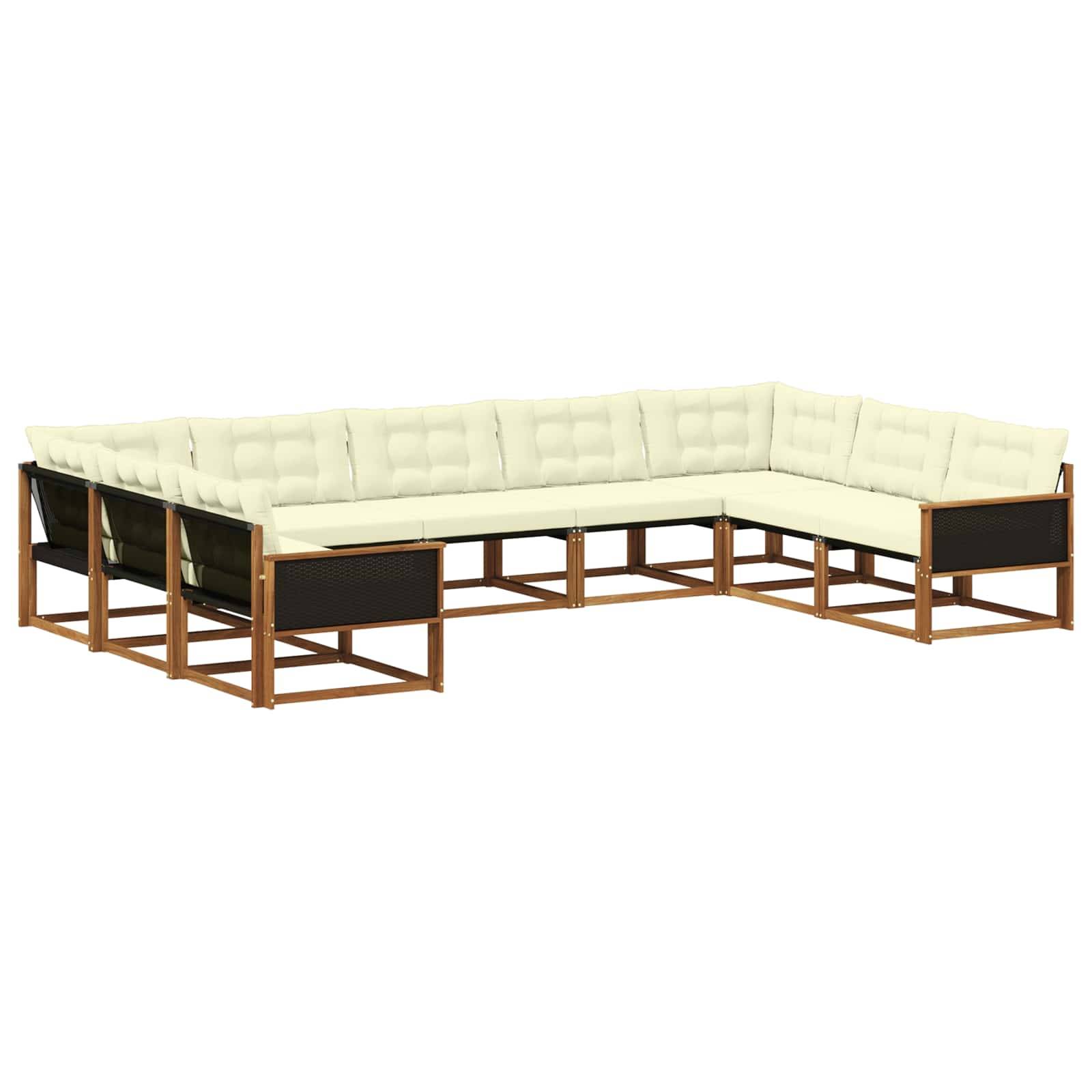 vidaXL Outdoor-Sofagarnitur mit Kissen 9 pcs Natur und Creme