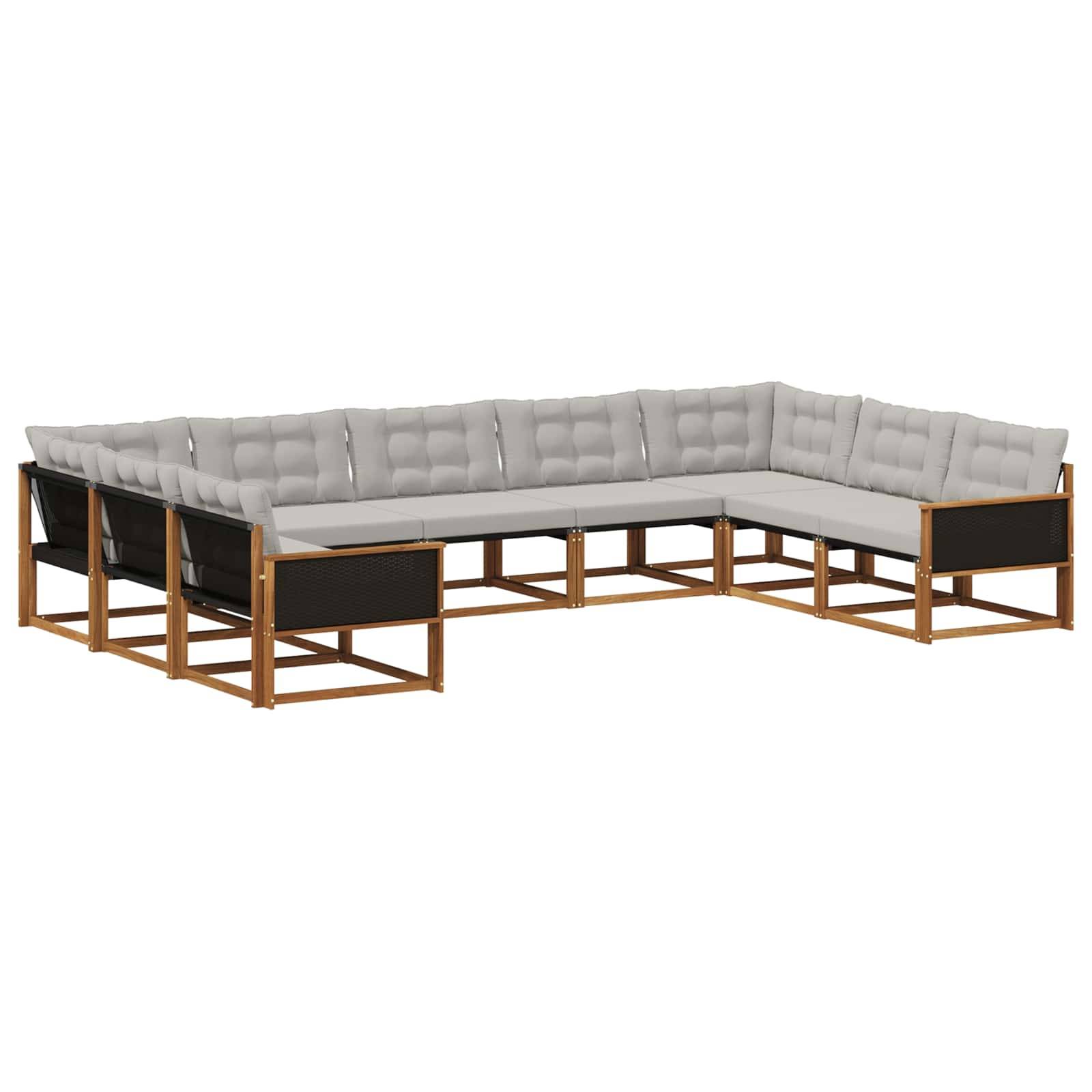 vidaXL Outdoor-Sofagarnitur mit Kissen 9 pcs Natürlich und Hellgrau