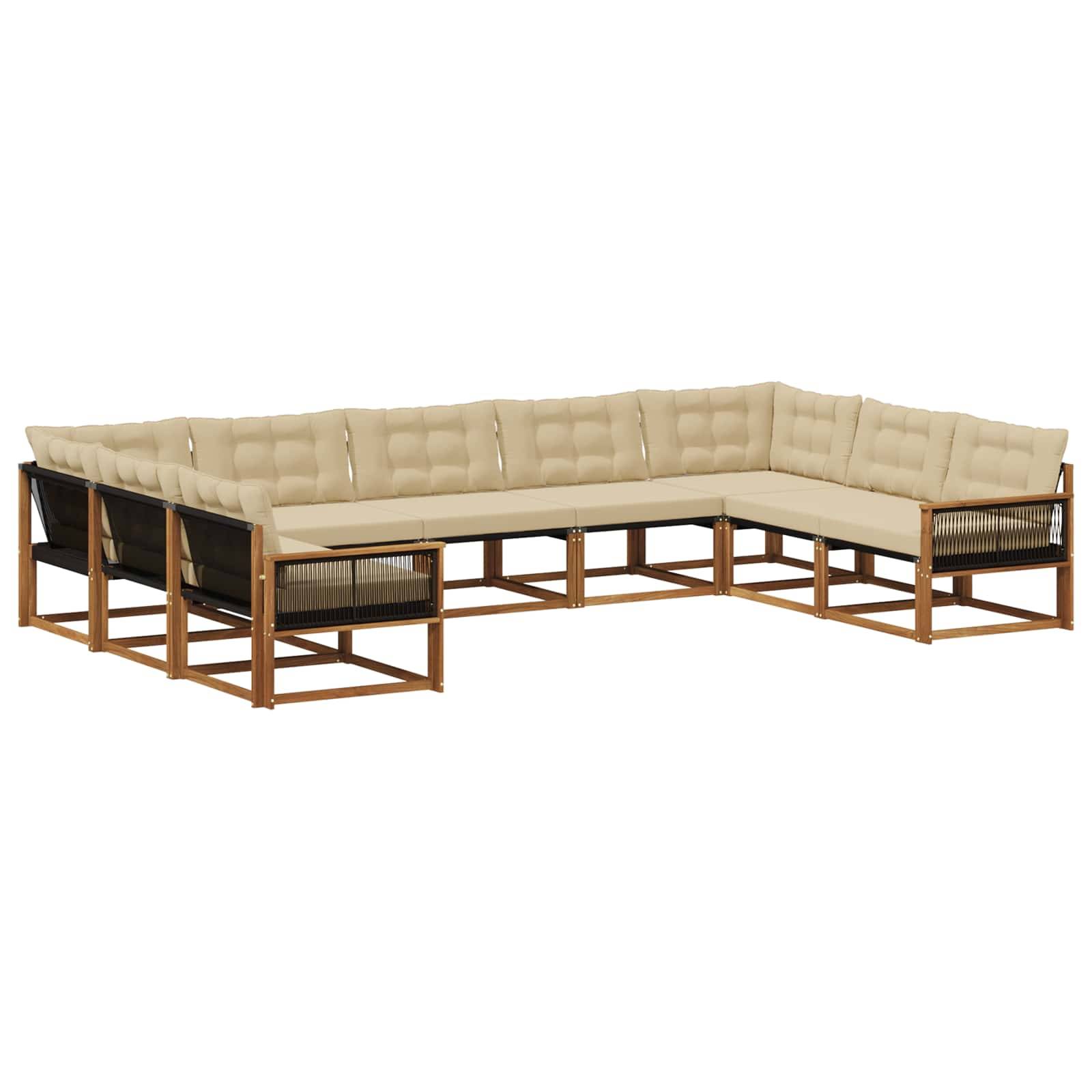 vidaXL Outdoor-Sofagarnitur mit Kissen 9 pcs Natur und Beige