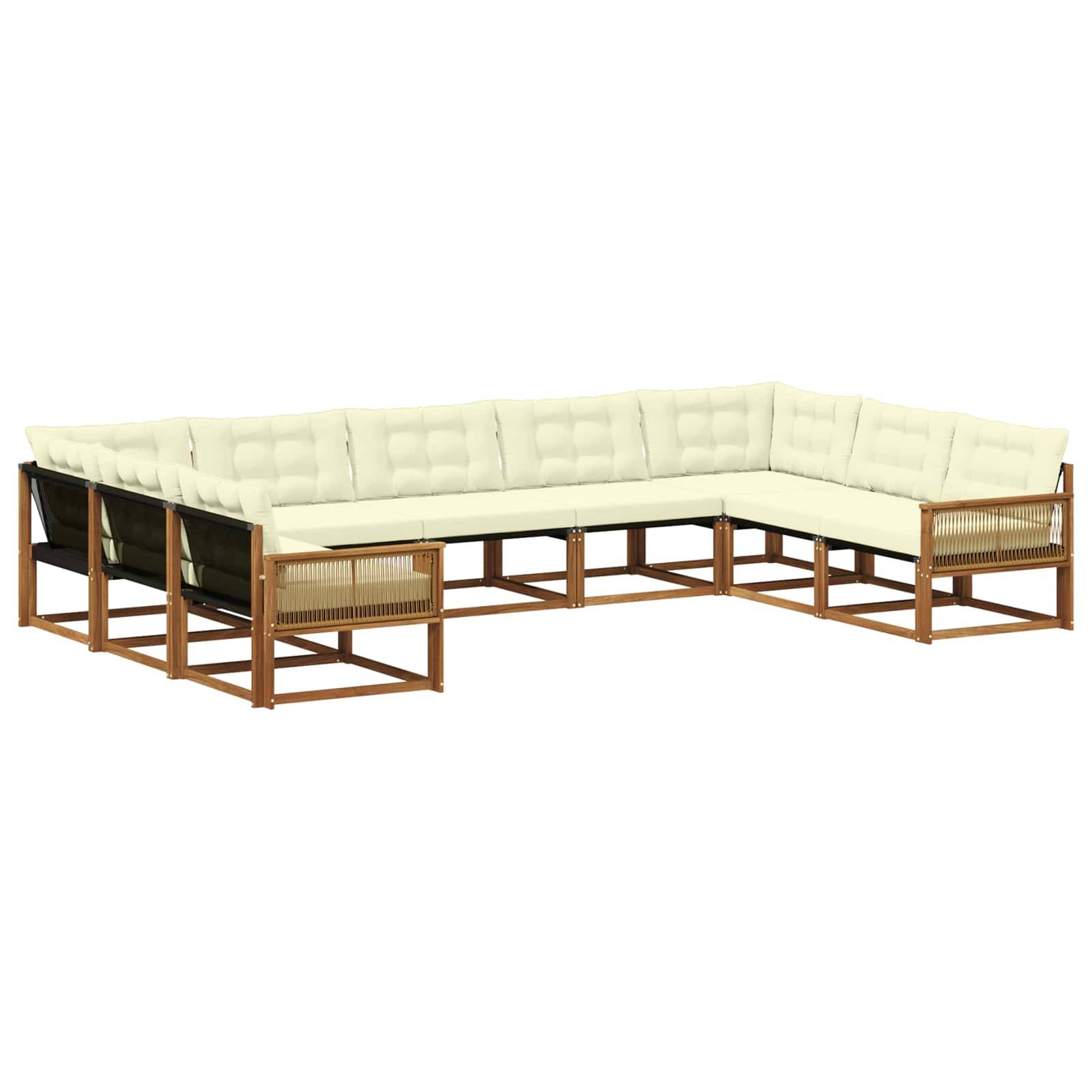 vidaXL Outdoor-Sofagarnitur mit Kissen 9 pcs Natur und Creme
