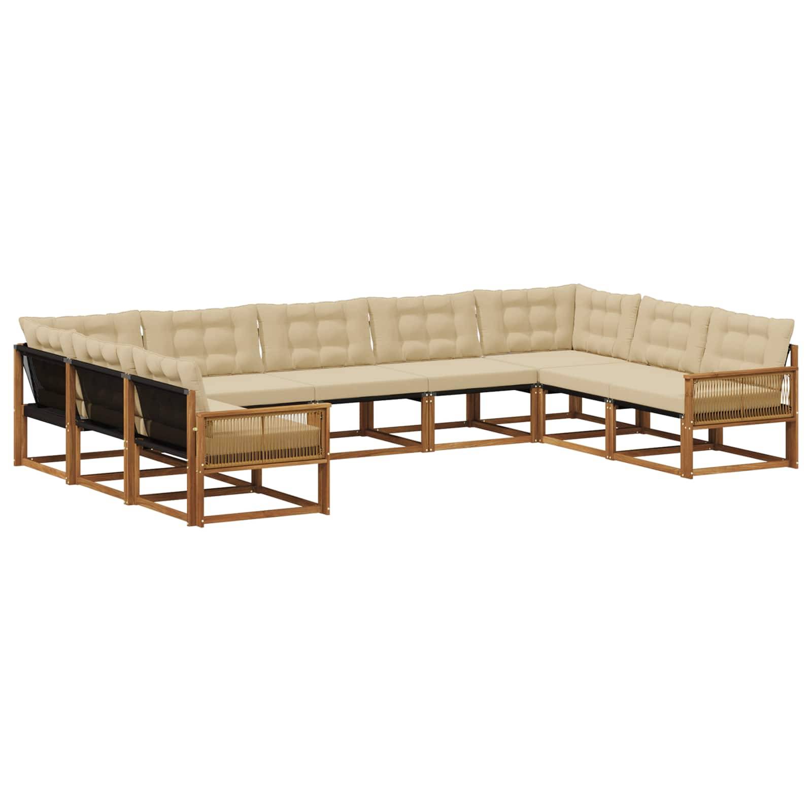 vidaXL Outdoor-Sofagarnitur mit Kissen 9 pcs Natur und Beige