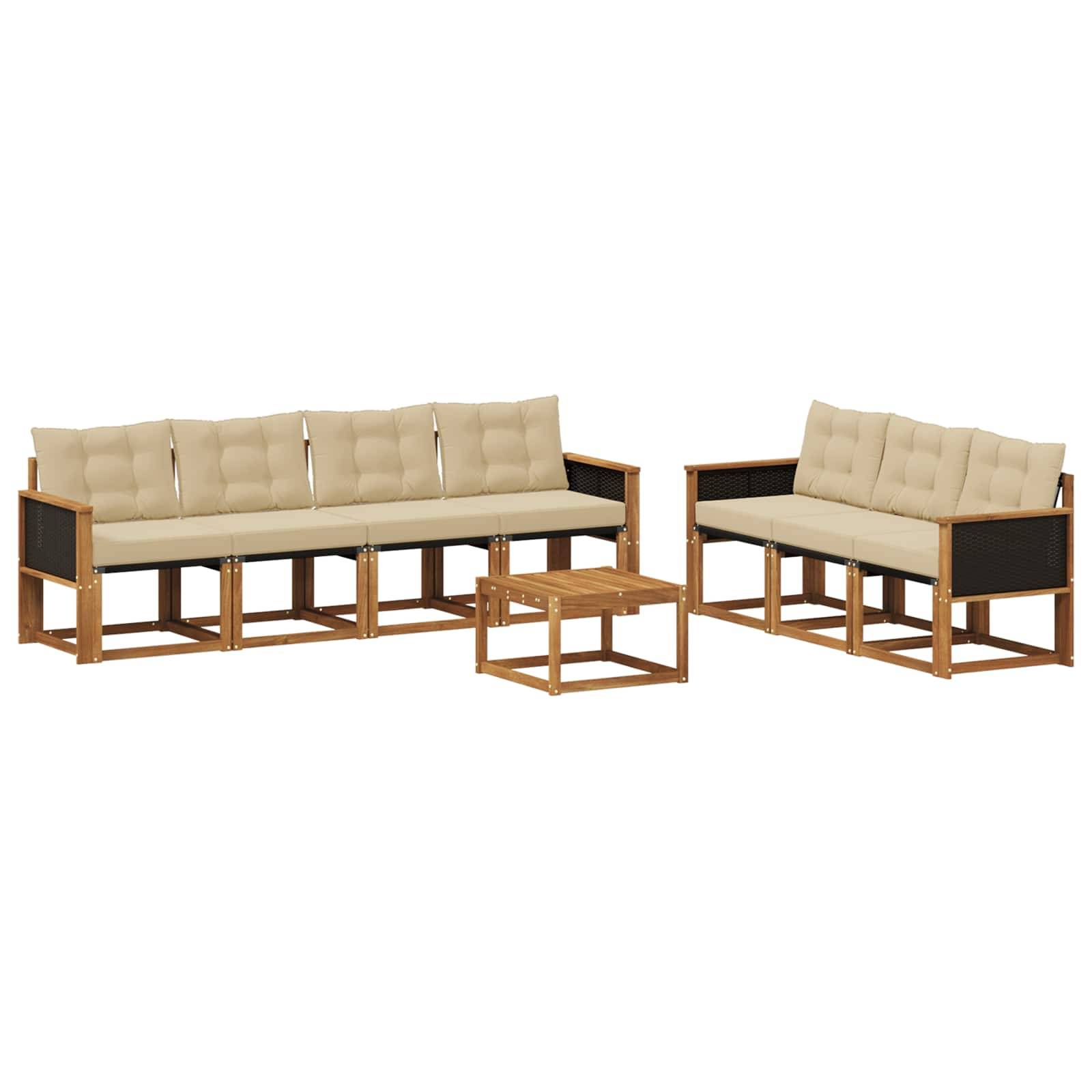 vidaXL Outdoor-Sofagarnitur mit Kissen 8 pcs Natur und Beige