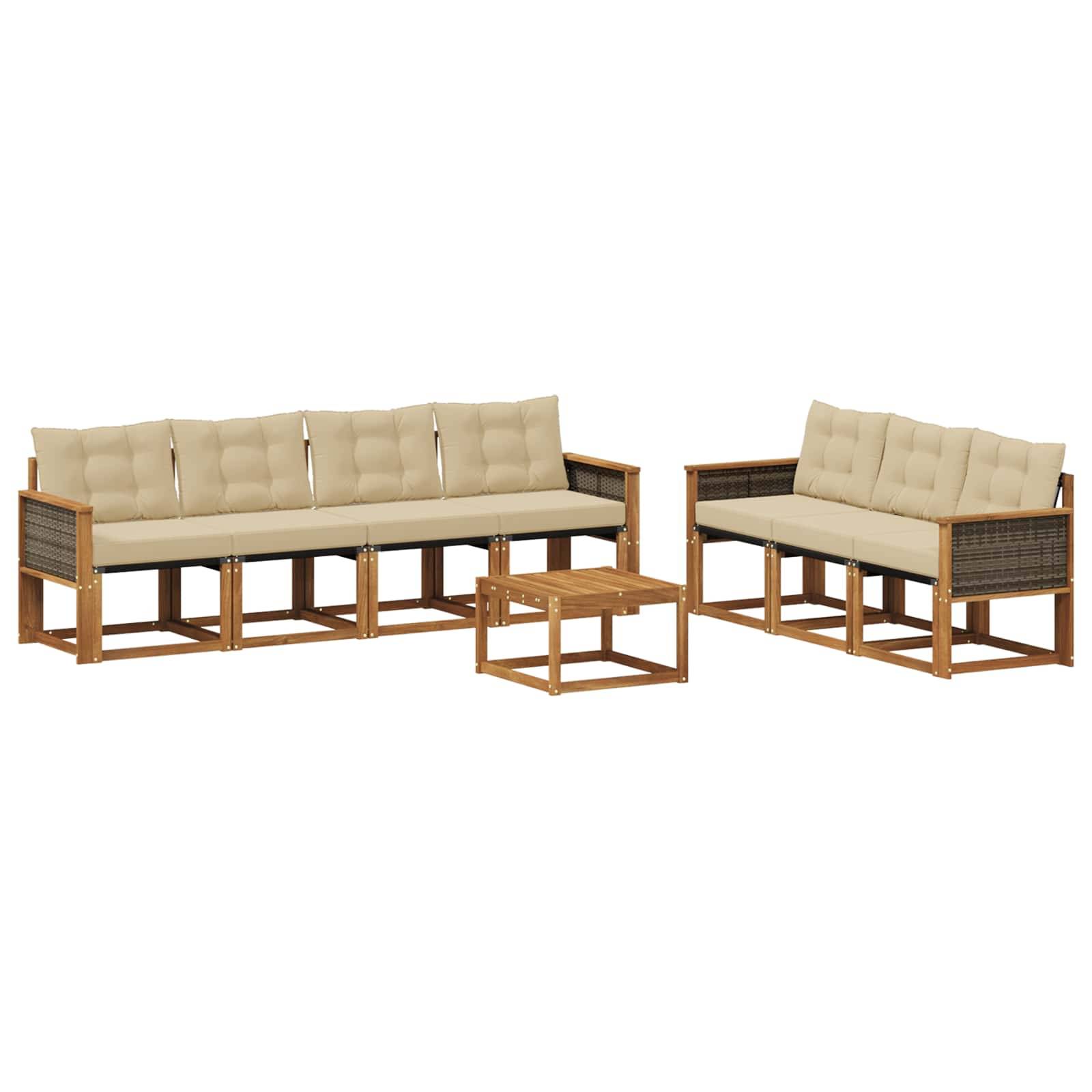 vidaXL Outdoor-Sofagarnitur mit Kissen 8 pcs Natur und Beige