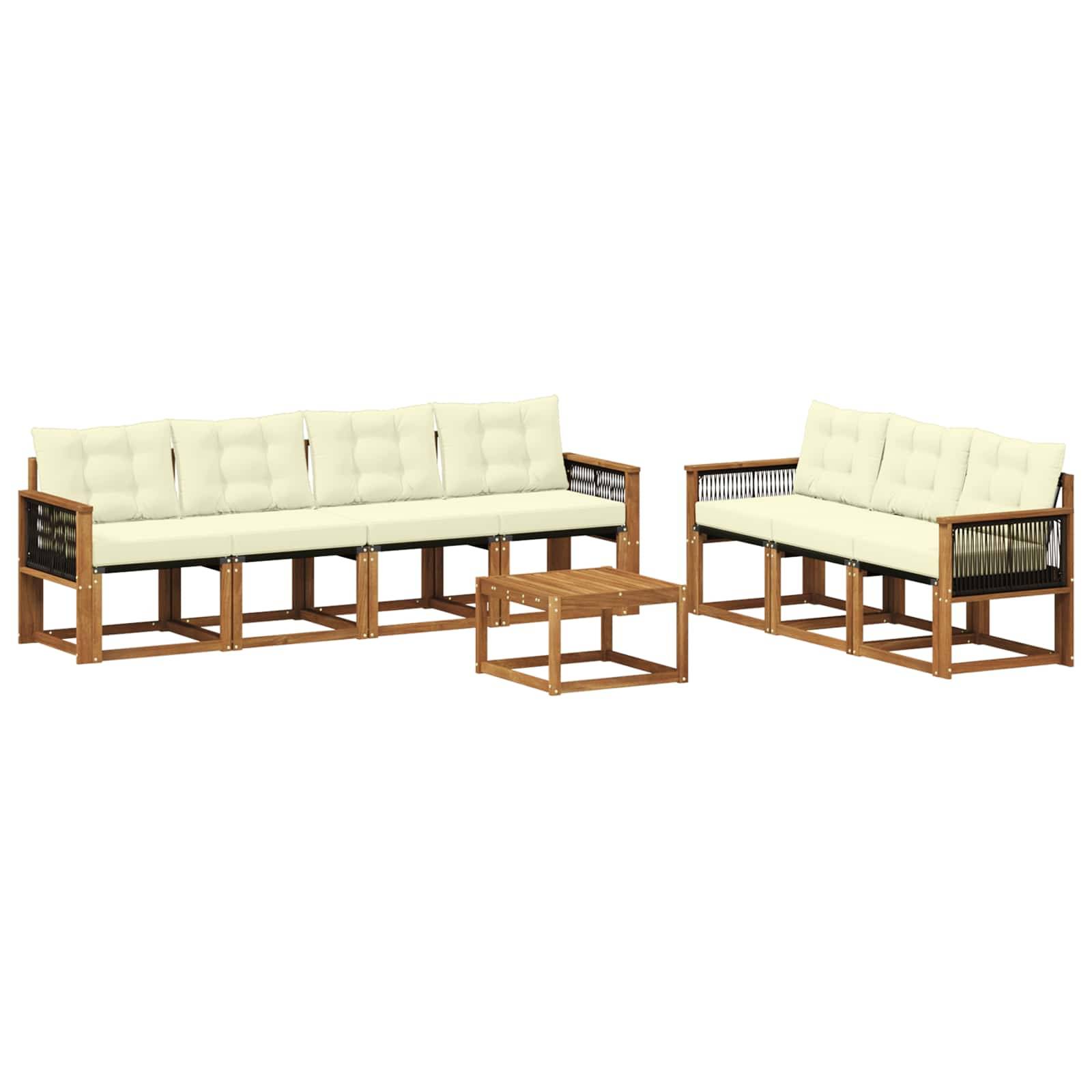 vidaXL Outdoor-Sofagarnitur mit Kissen 8 pcs Natur und Creme