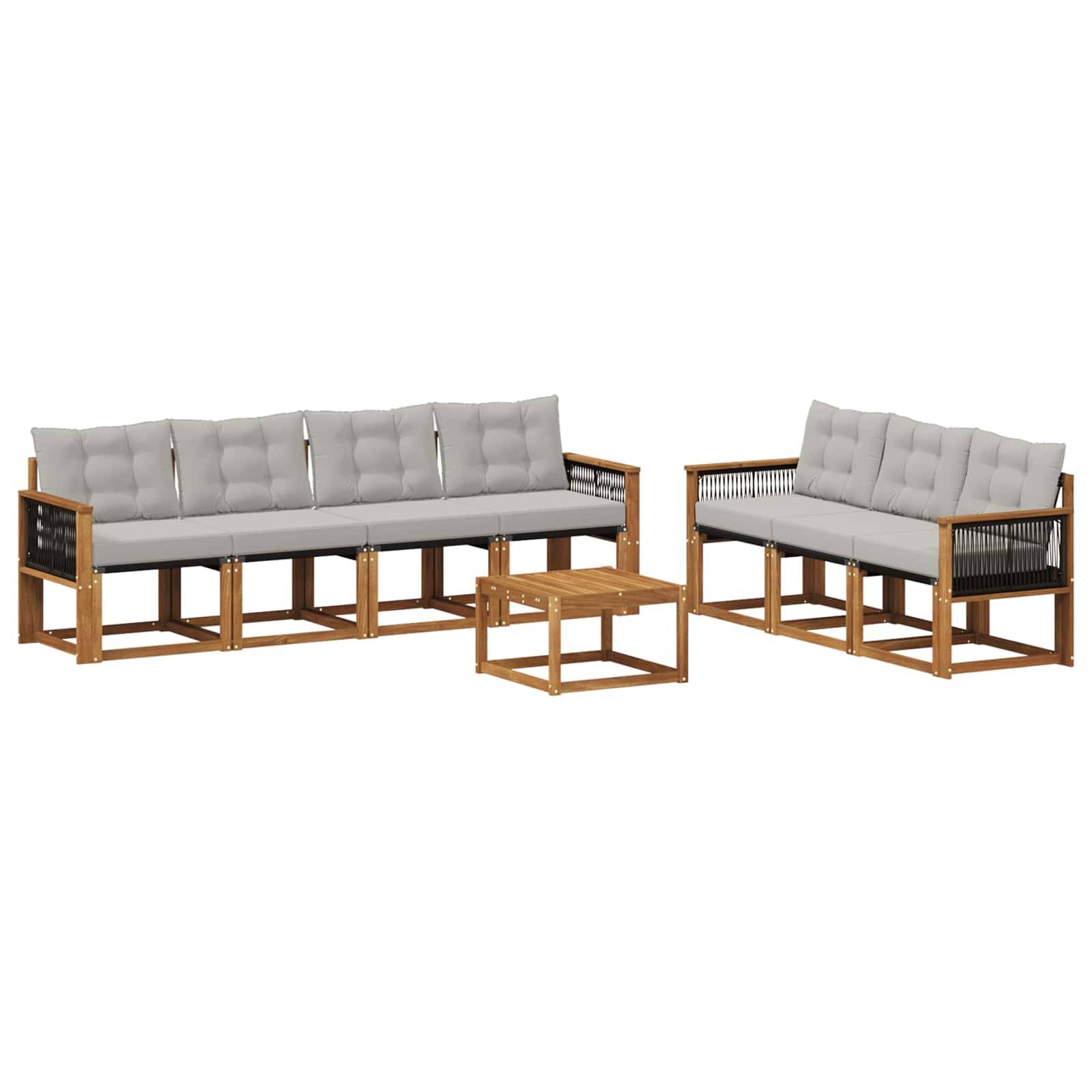 vidaXL Outdoor-Sofagarnitur mit Kissen 8 pcs Natürlich und Hellgrau