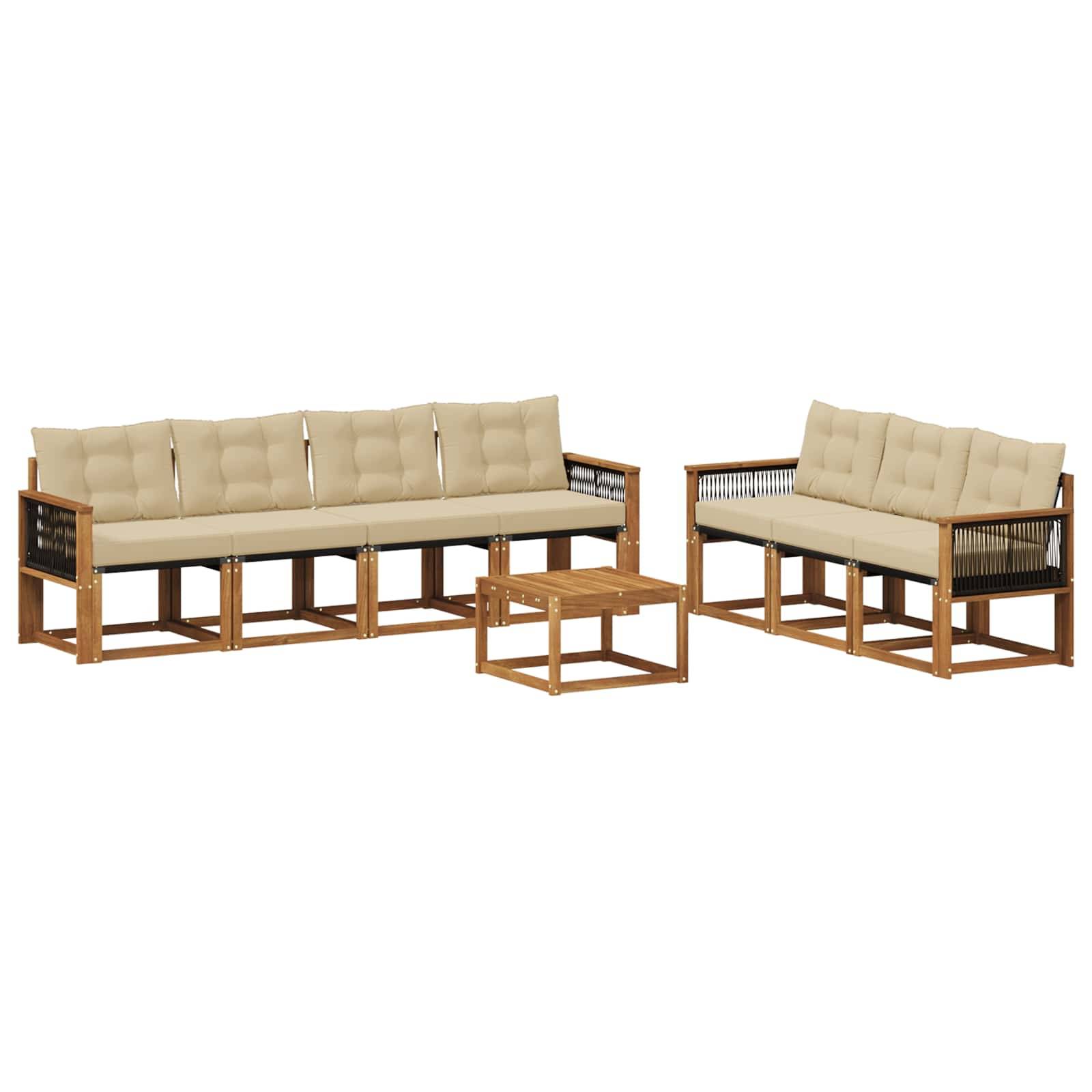 vidaXL Outdoor-Sofagarnitur mit Kissen 8 pcs Natur und Beige