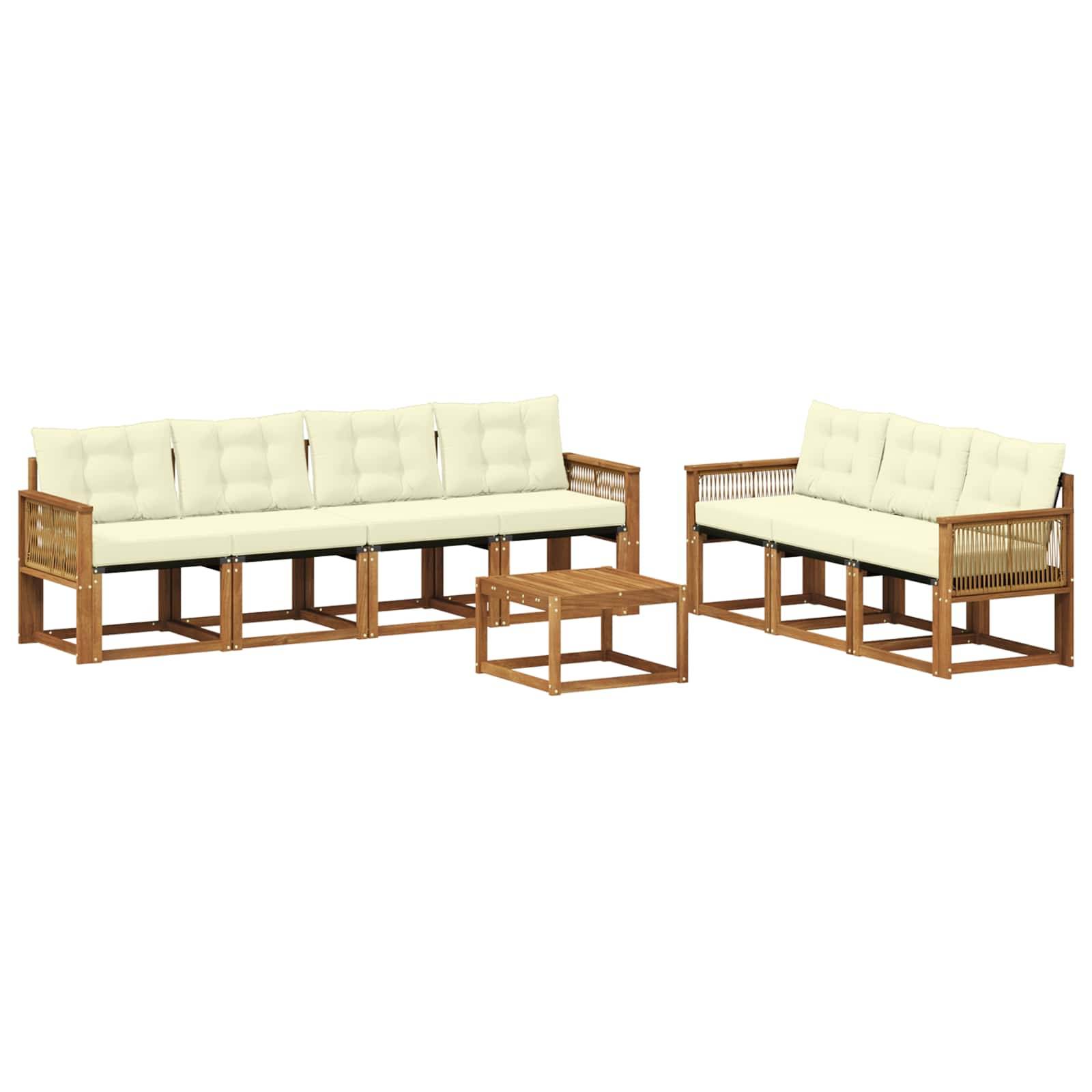 vidaXL Outdoor-Sofagarnitur mit Kissen 8 pcs Natur und Creme