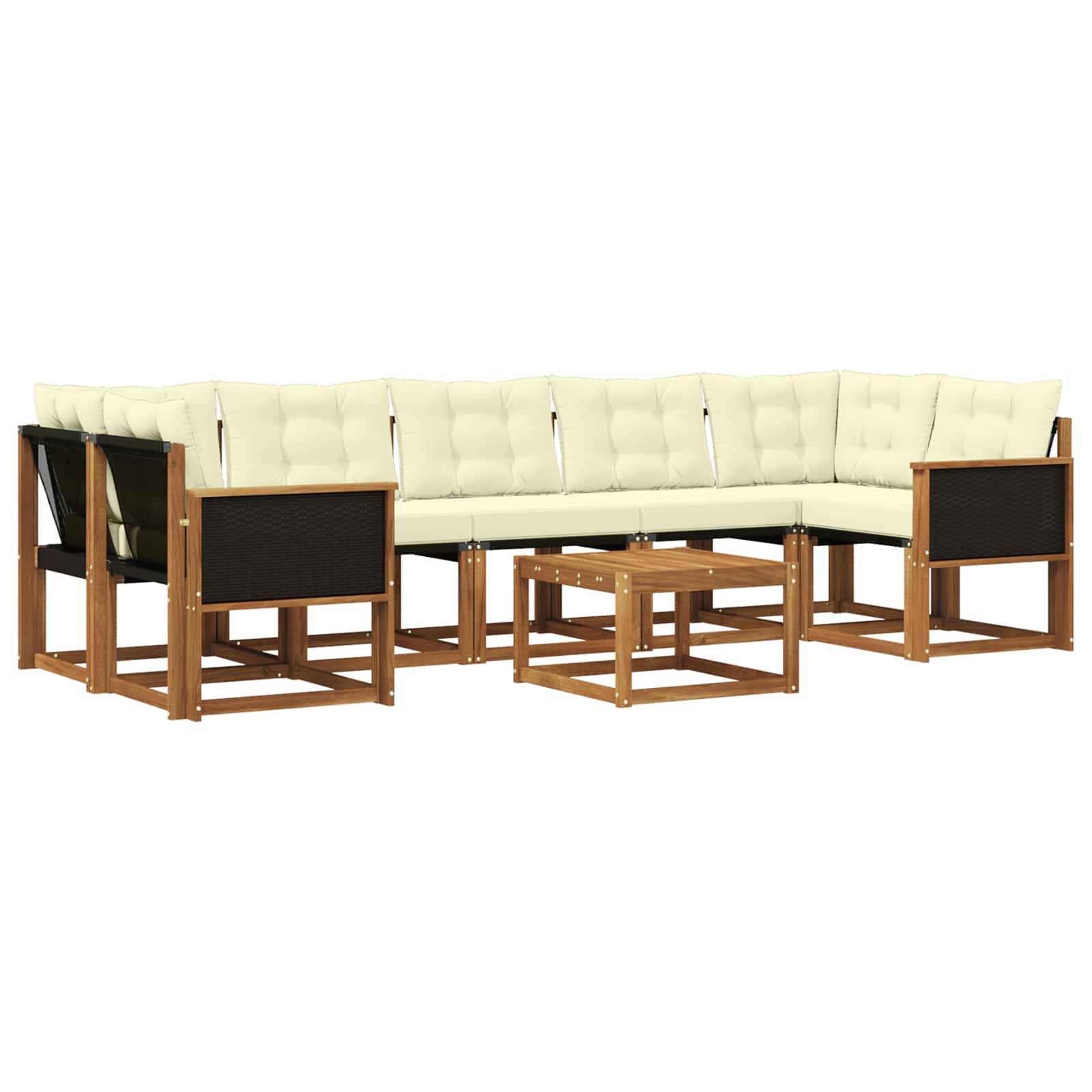 vidaXL Outdoor-Sofagarnitur mit Kissen 8 pcs Natur und Creme