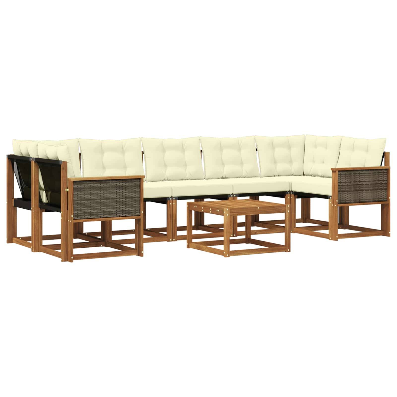 vidaXL Outdoor-Sofagarnitur mit Kissen 8 pcs Natur und Creme
