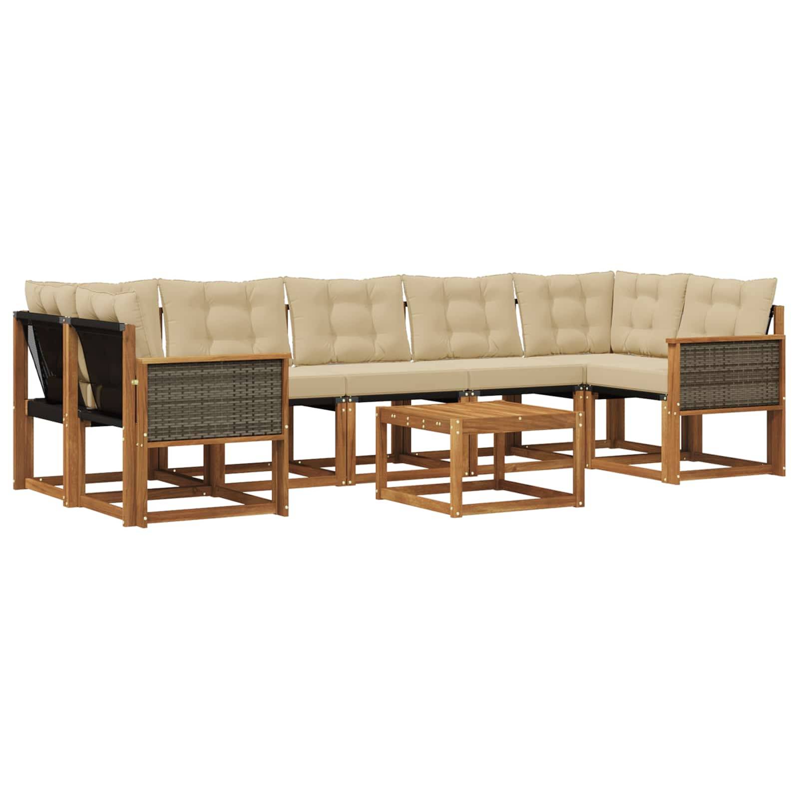 vidaXL Outdoor-Sofagarnitur mit Kissen 8 pcs Natur und Beige