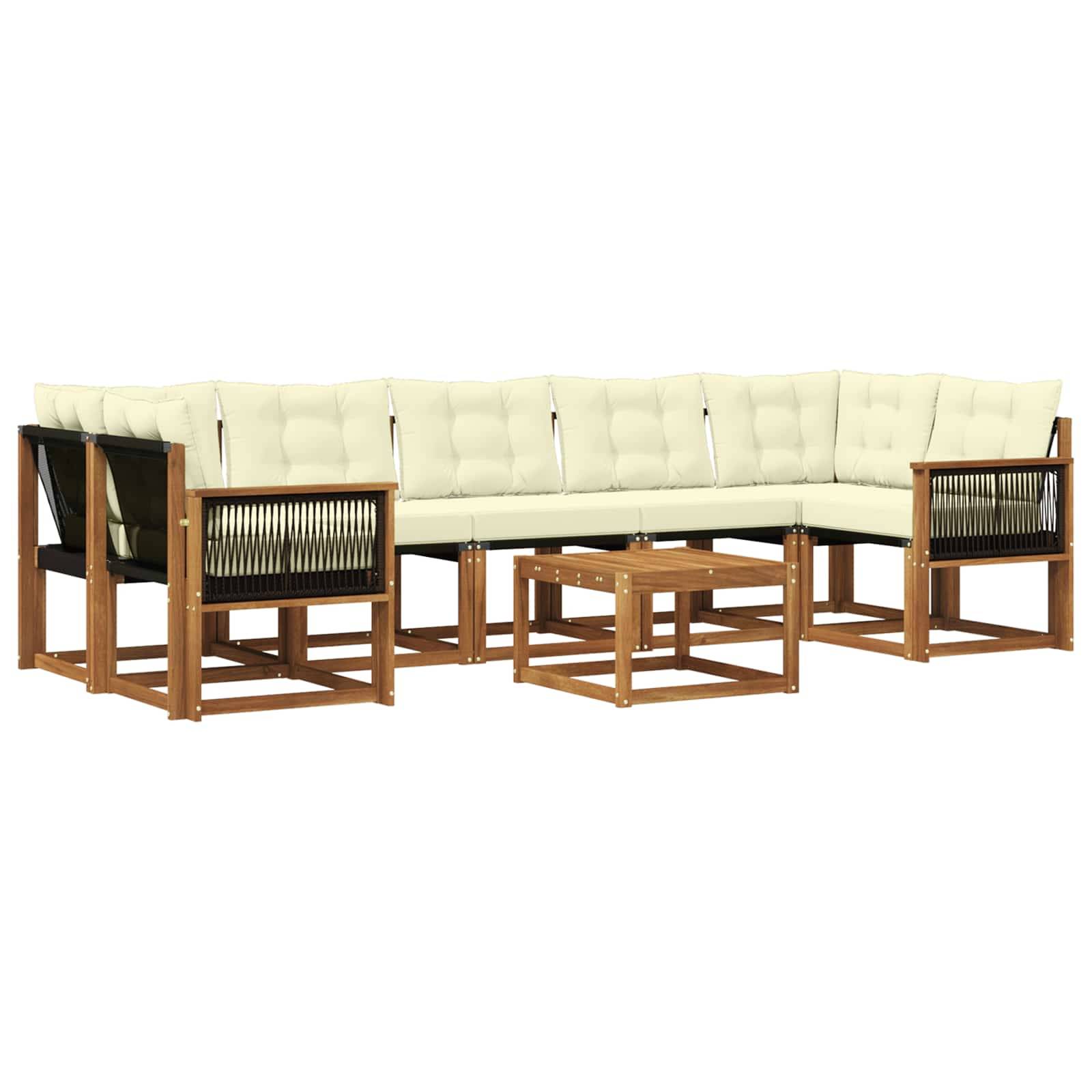 vidaXL Outdoor-Sofagarnitur mit Kissen 8 pcs Natur und Creme