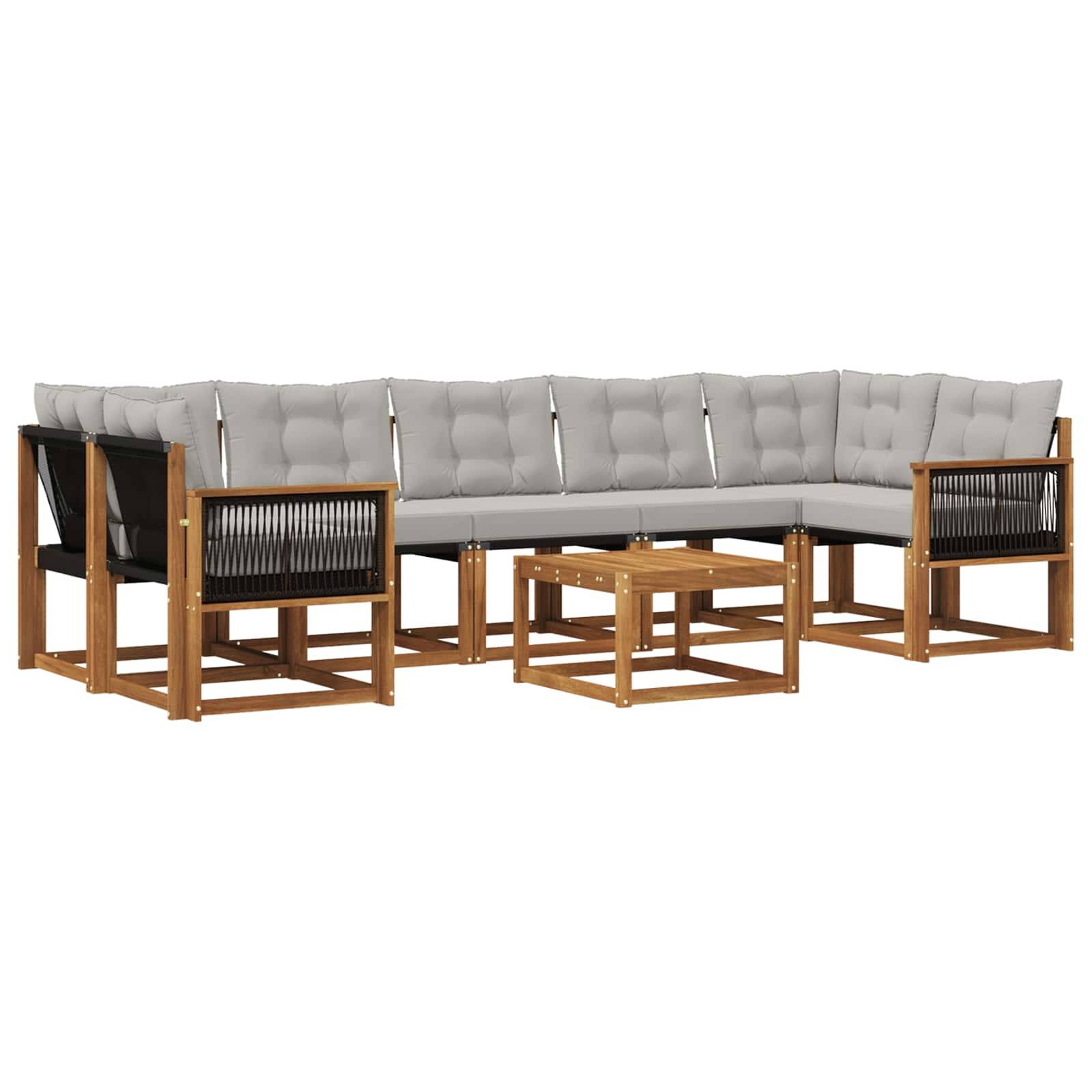 vidaXL Outdoor-Sofagarnitur mit Kissen 8 pcs Natürlich und Hellgrau