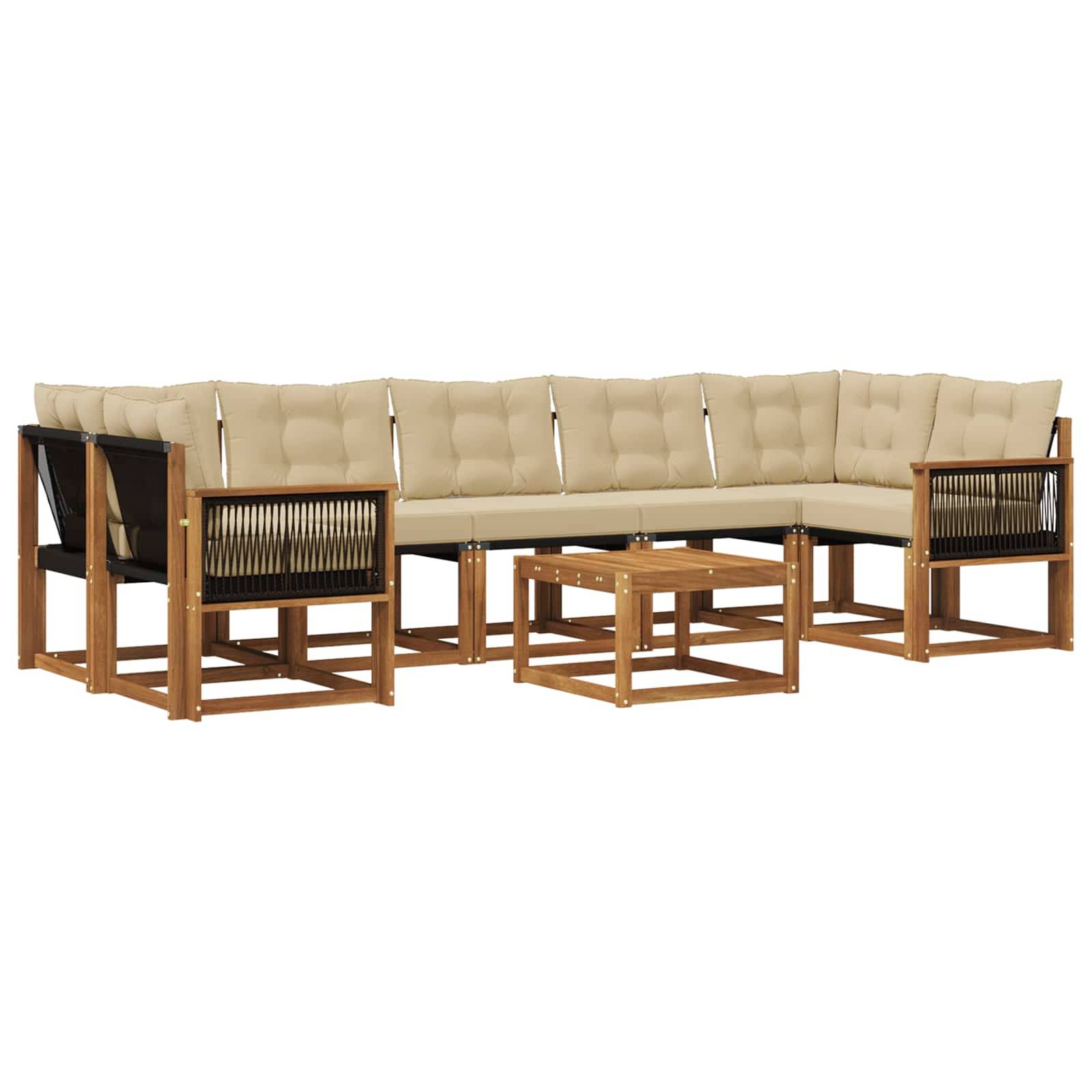 vidaXL Outdoor-Sofagarnitur mit Kissen 8 pcs Natur und Beige