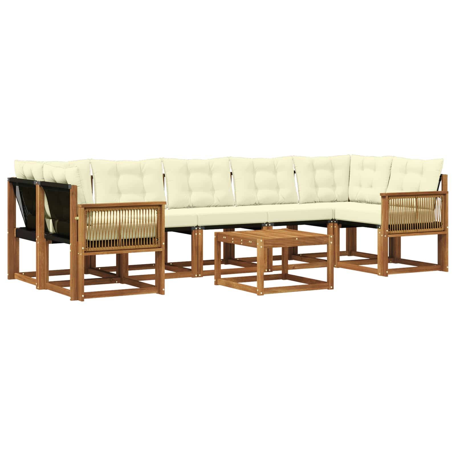 vidaXL Outdoor-Sofagarnitur mit Kissen 8 pcs Natur und Creme