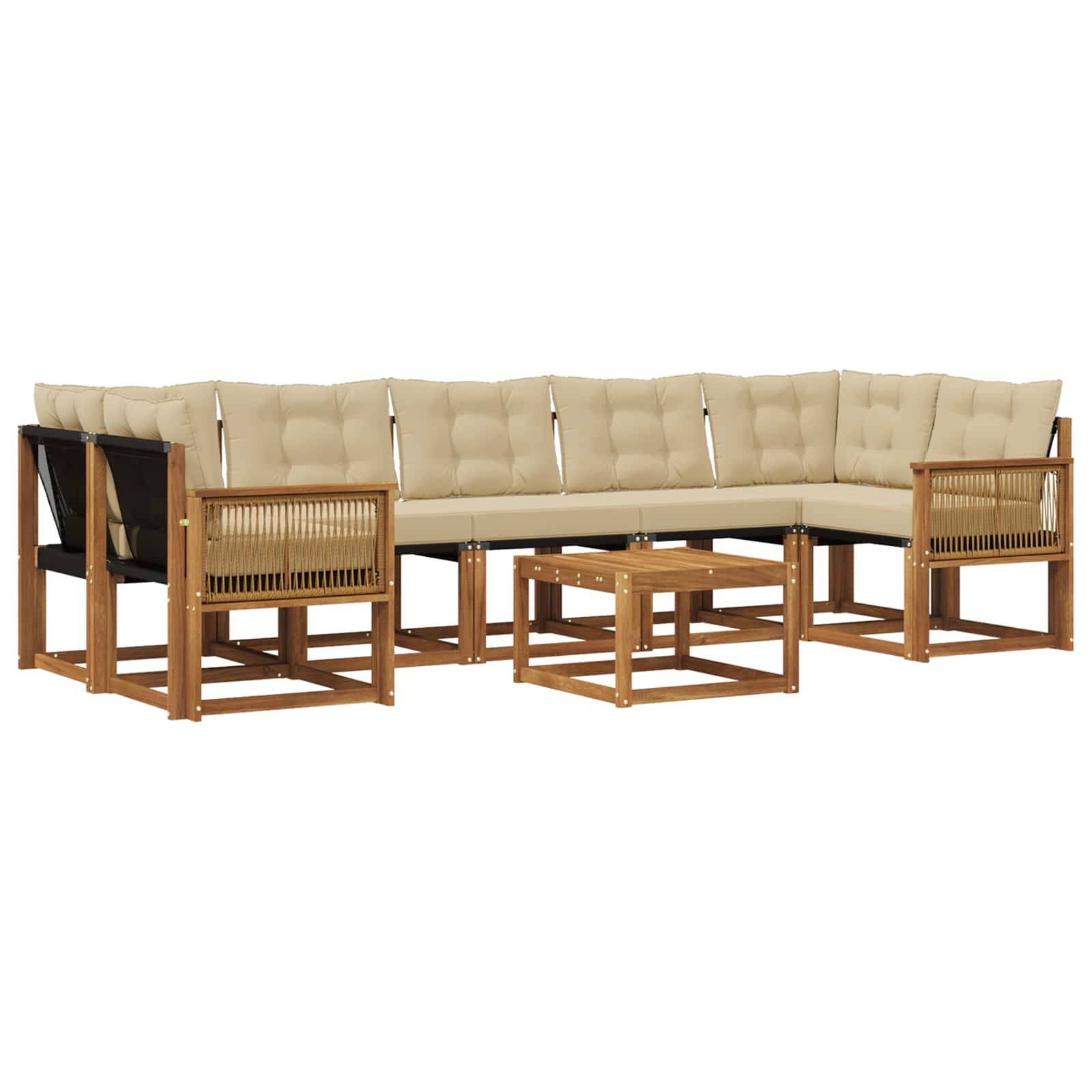 vidaXL Outdoor-Sofagarnitur mit Kissen 8 pcs Natur und Beige