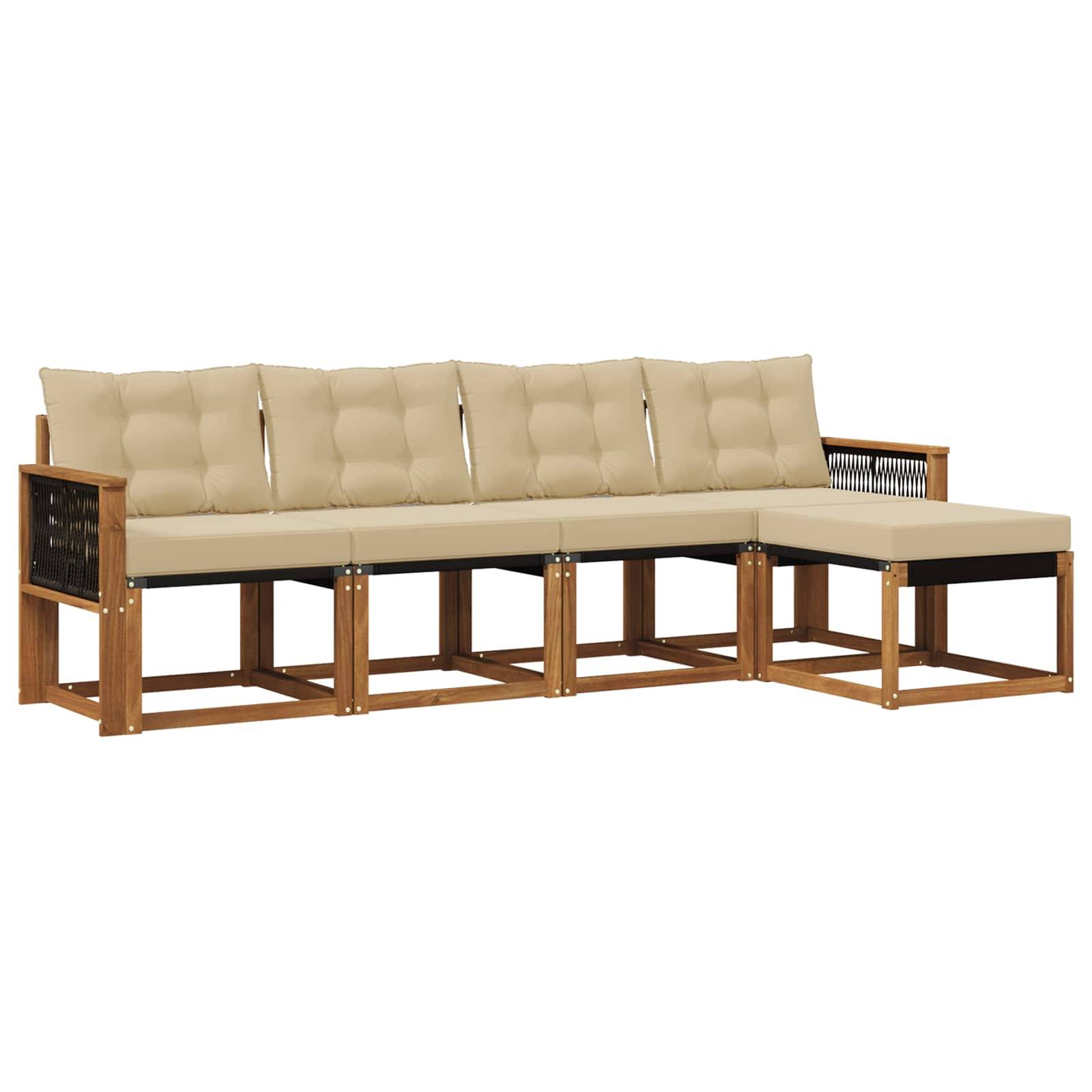 vidaXL Outdoor-Sofagarnitur mit Kissen 5 pcs Natur und Beige