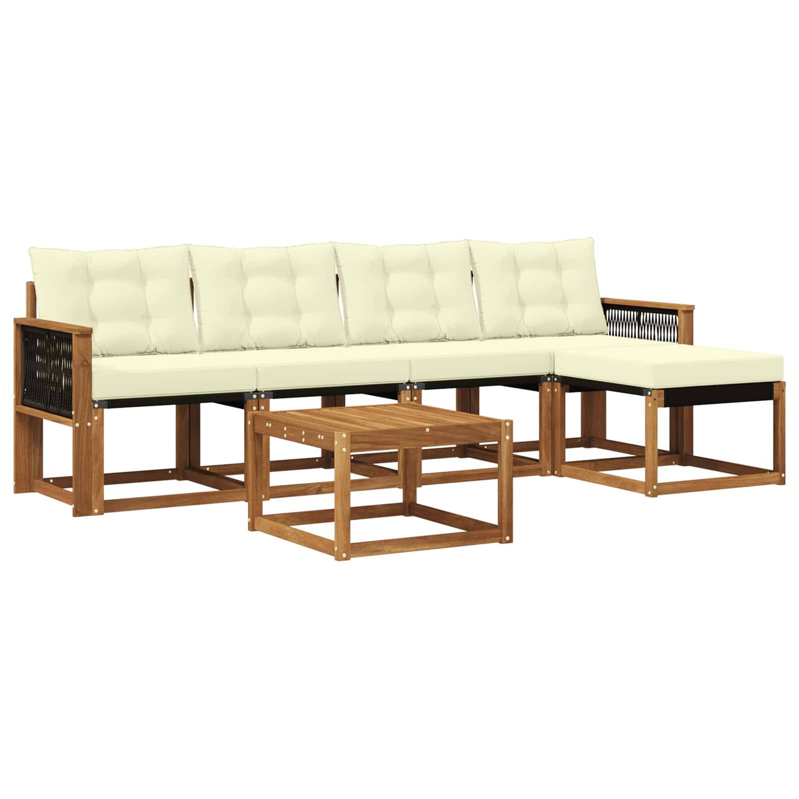 vidaXL Outdoor-Sofagarnitur mit Kissen 6 pcs Natur und Creme