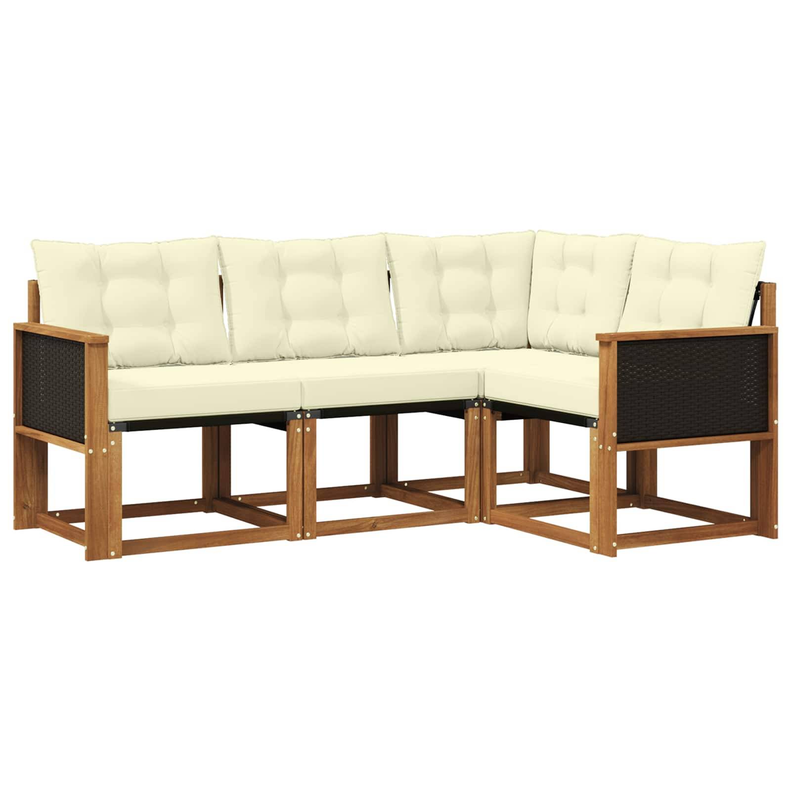 vidaXL Outdoor-Sofagarnitur mit Kissen 4 pcs Natur und Creme