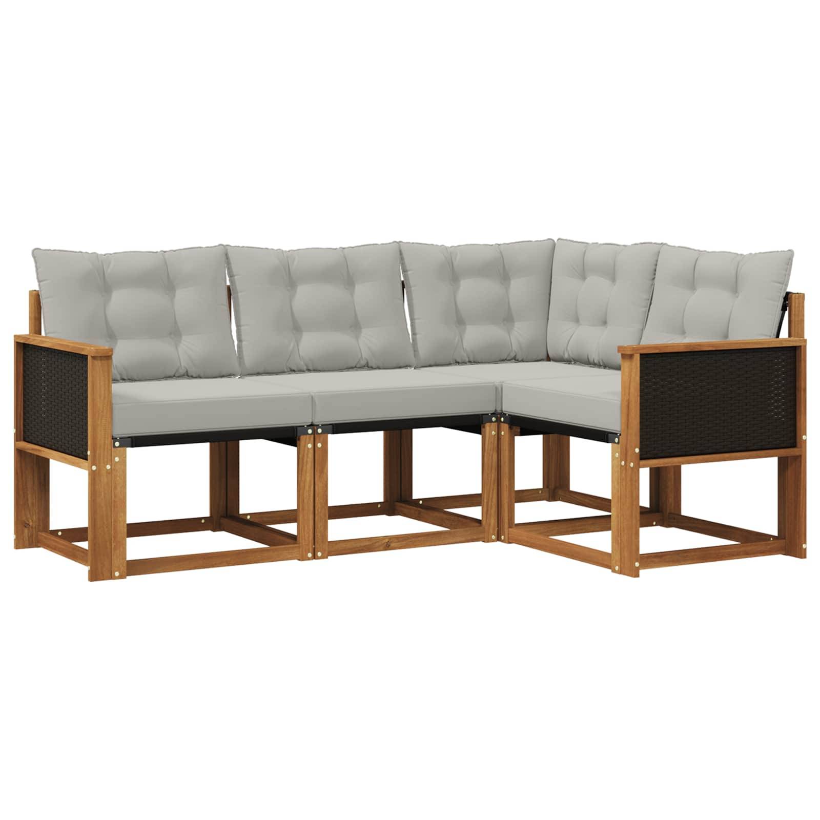 vidaXL Outdoor-Sofagarnitur mit Kissen 4 pcs Natürlich und Hellgrau