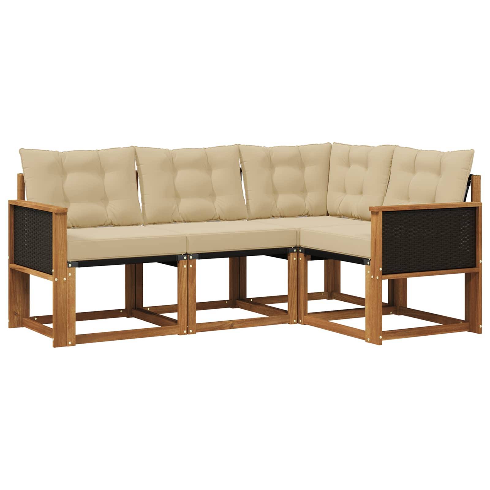 vidaXL Outdoor-Sofagarnitur mit Kissen 4 pcs Natur und Beige