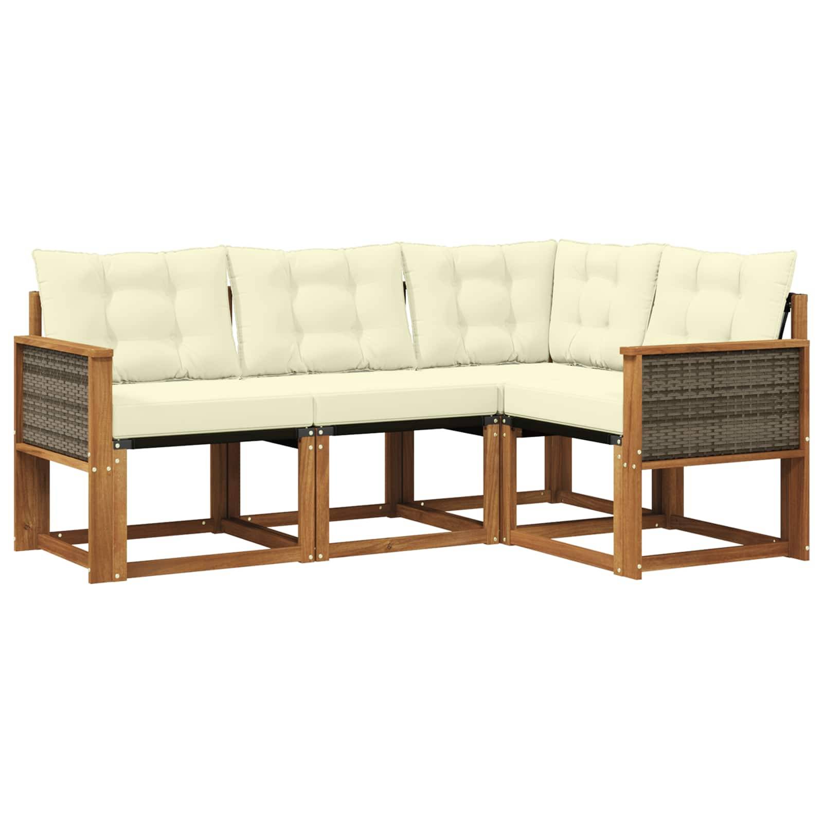 vidaXL Outdoor-Sofagarnitur mit Kissen 4 pcs Natur und Creme