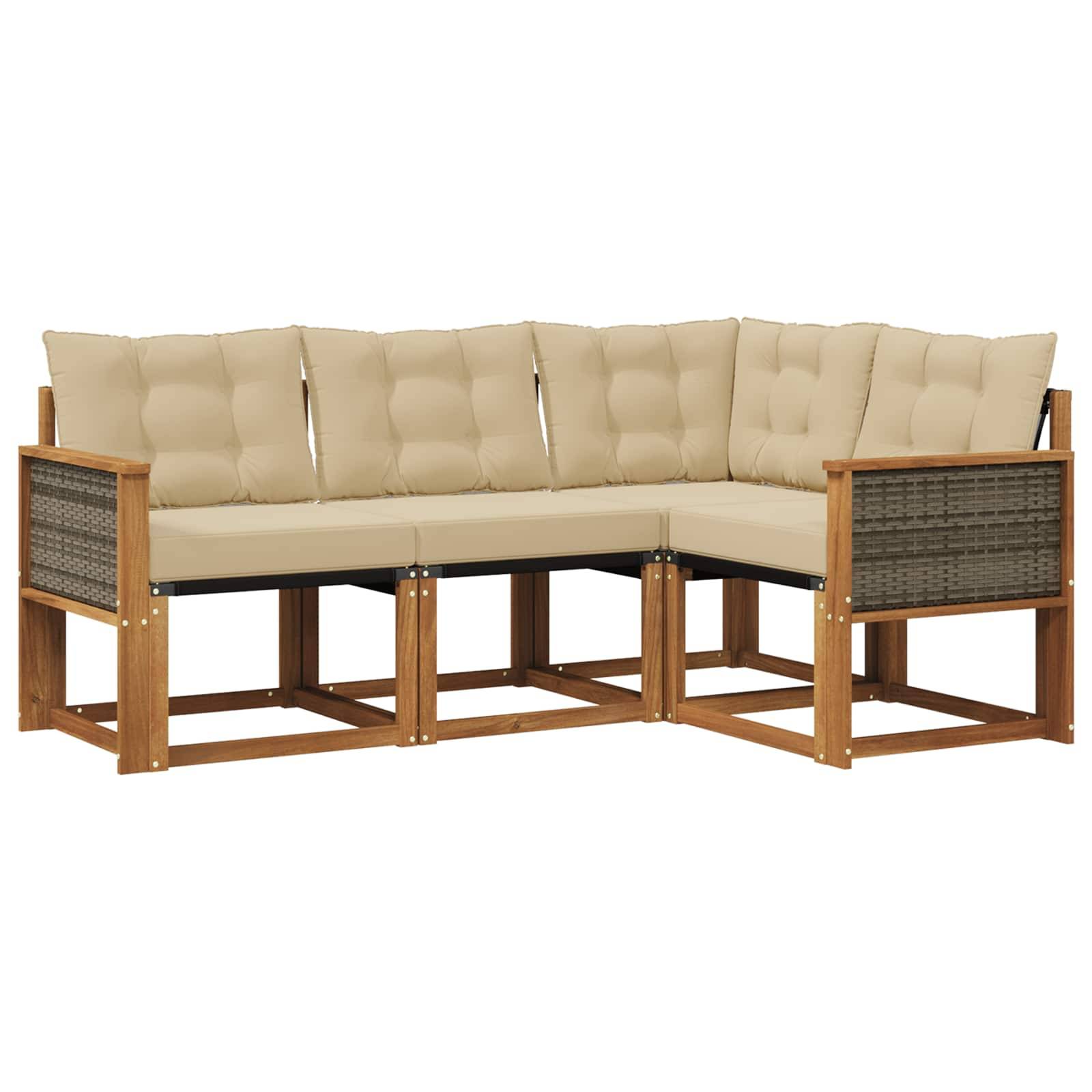 vidaXL Outdoor-Sofagarnitur mit Kissen 4 pcs Natur und Beige