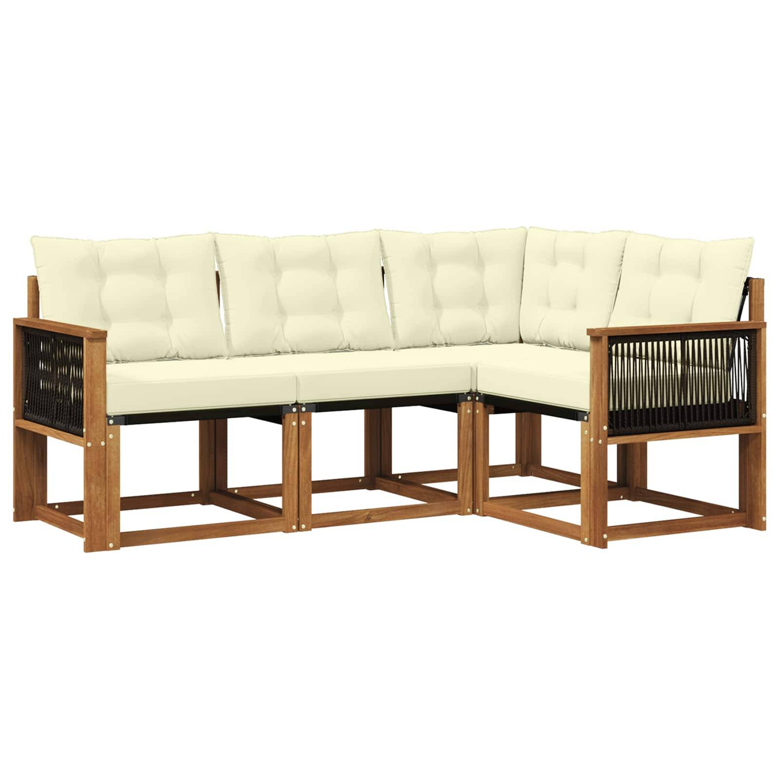 vidaXL Outdoor-Sofagarnitur mit Kissen 4 pcs Natur und Creme