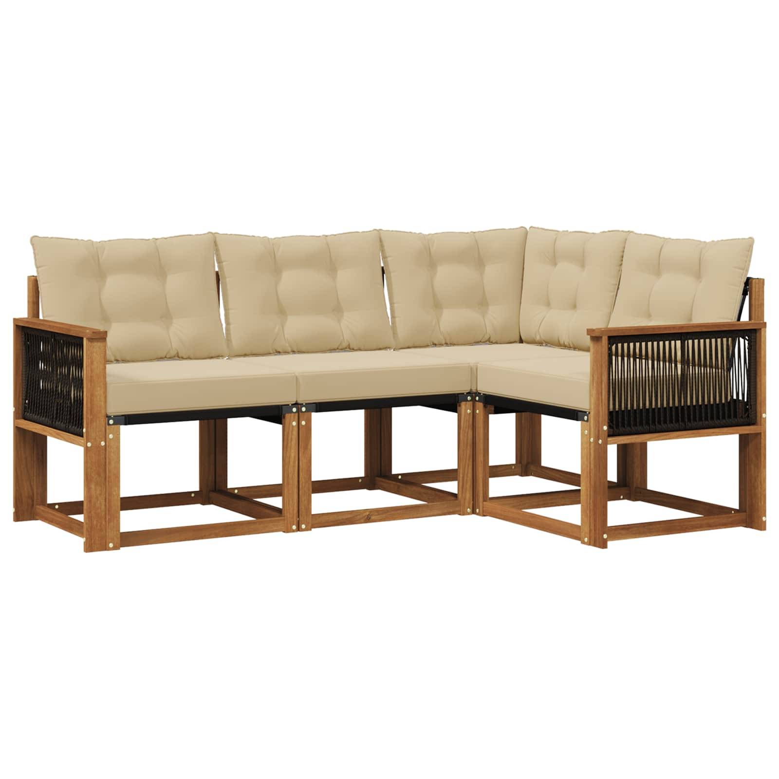 vidaXL Outdoor-Sofagarnitur mit Kissen 4 pcs Natur und Beige