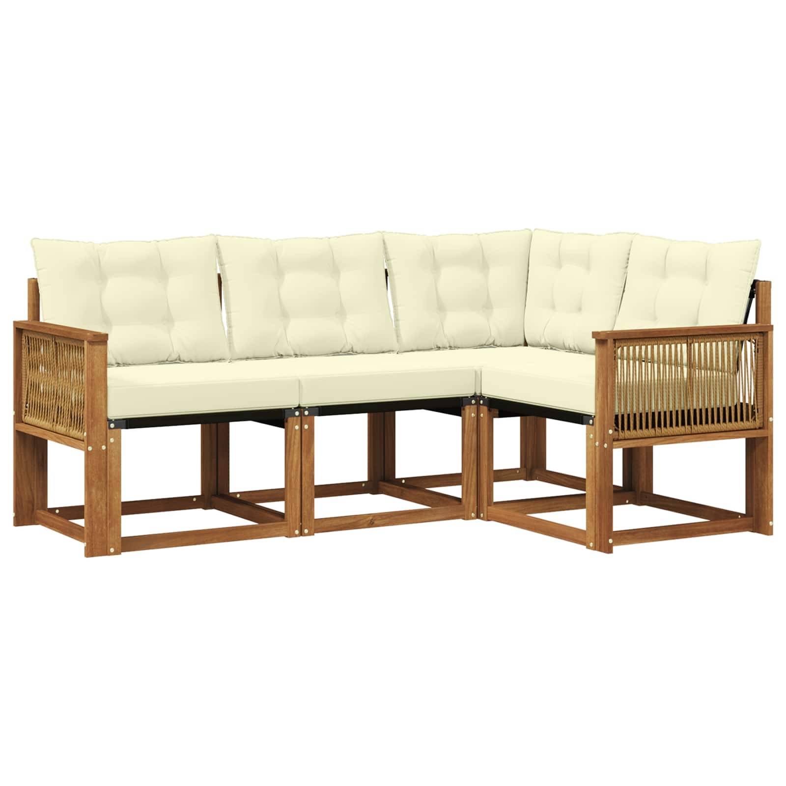 vidaXL Outdoor-Sofagarnitur mit Kissen 4 pcs Natur und Creme