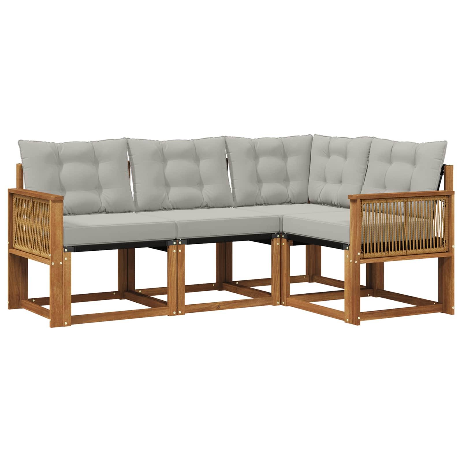 vidaXL Outdoor-Sofagarnitur mit Kissen 4 pcs Natürlich und Hellgrau