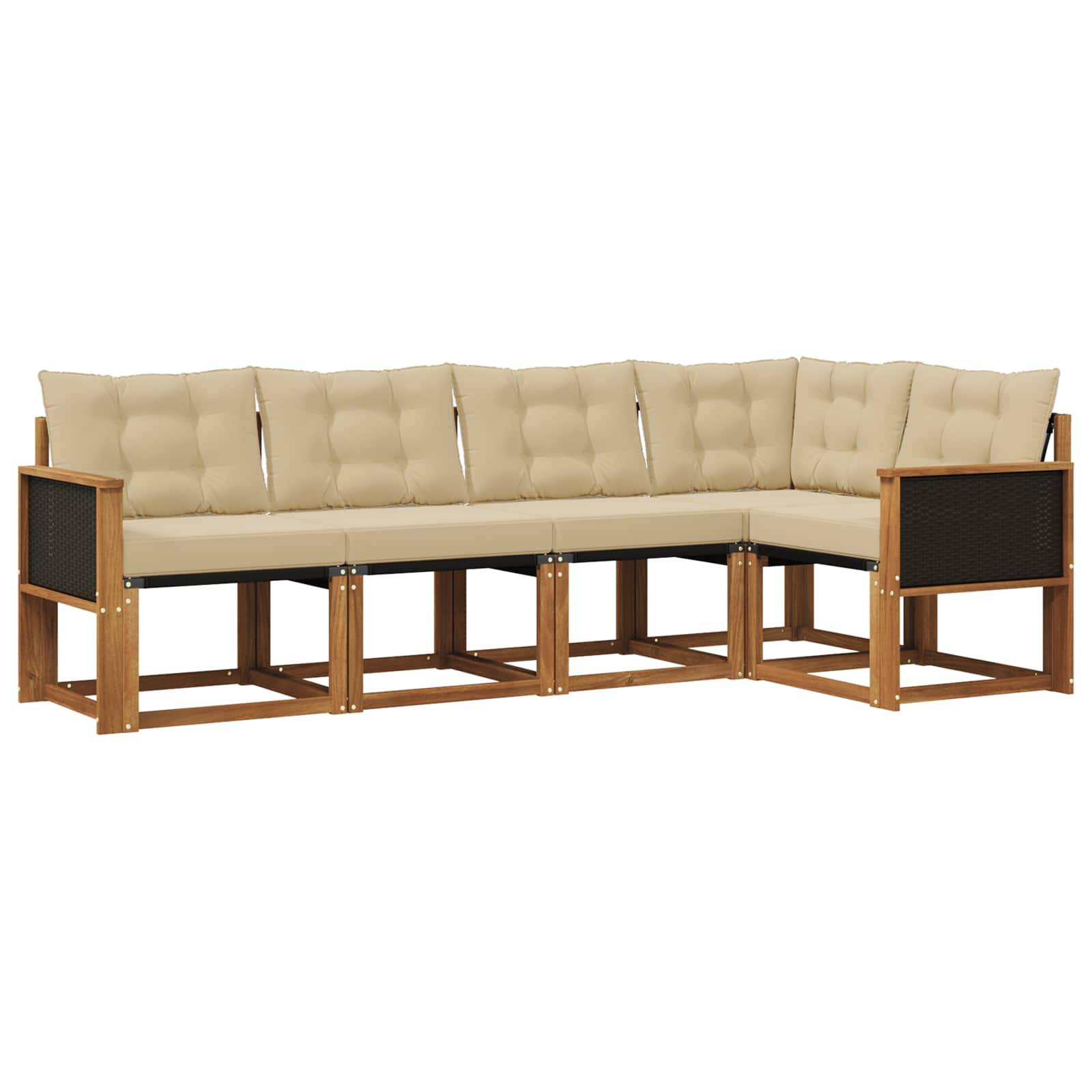 vidaXL Outdoor-Sofagarnitur mit Kissen 5 pcs Natur und Beige