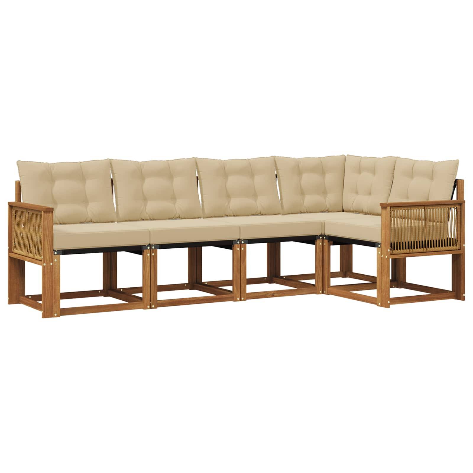 vidaXL Outdoor-Sofagarnitur mit Kissen 5 pcs Natur und Beige