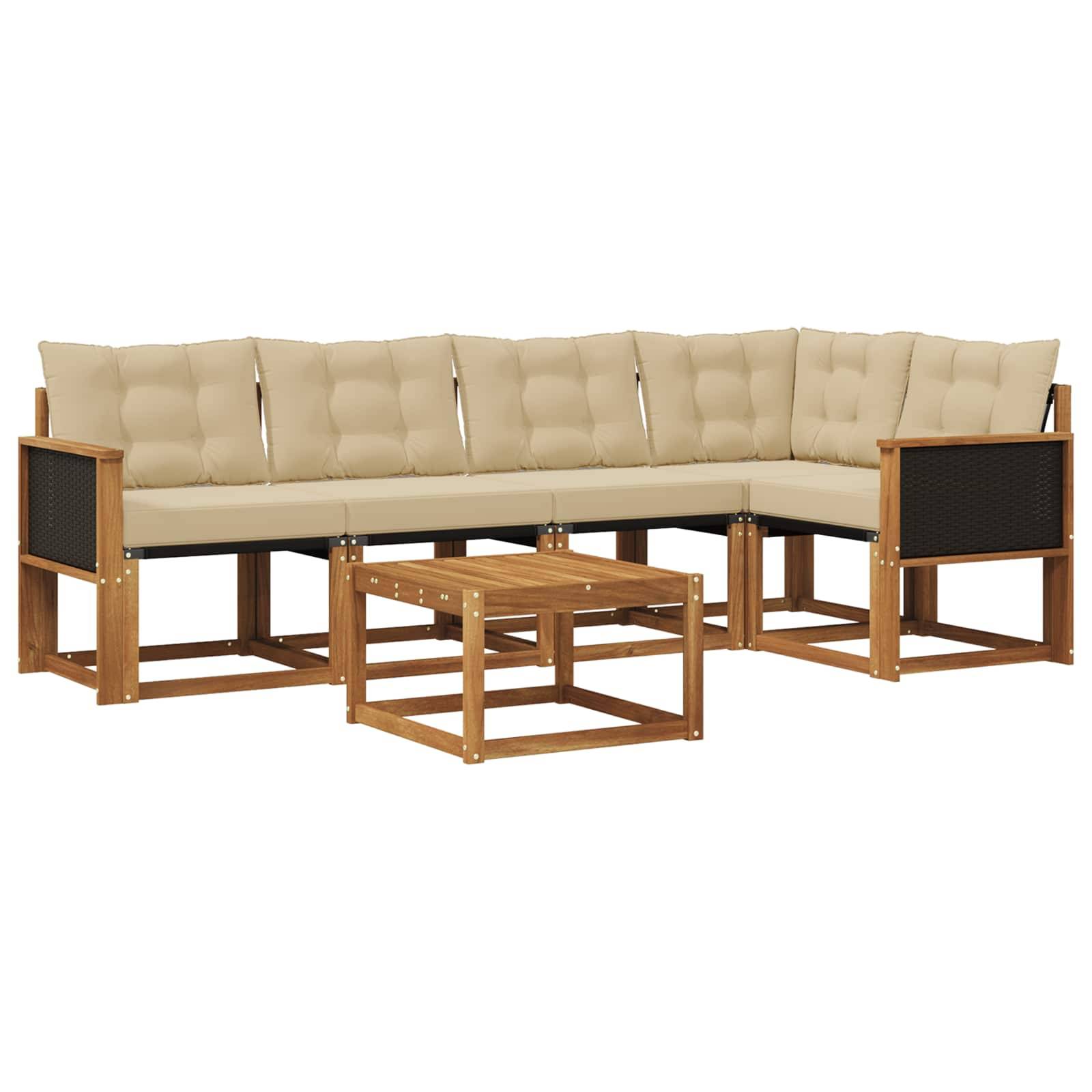 vidaXL Outdoor-Sofagarnitur mit Kissen 6 pcs Natur und Beige