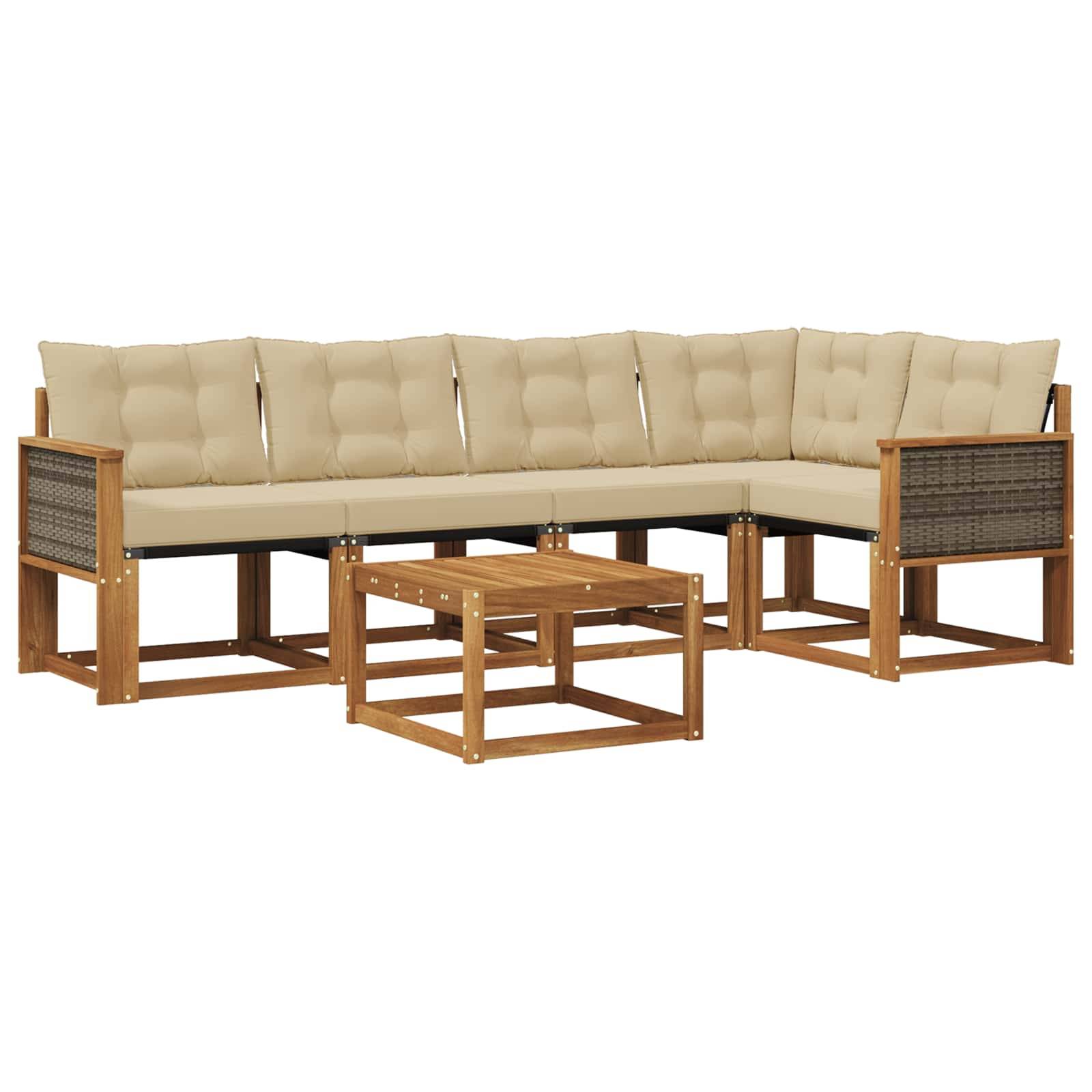 vidaXL Outdoor-Sofagarnitur mit Kissen 6 pcs Natur und Beige