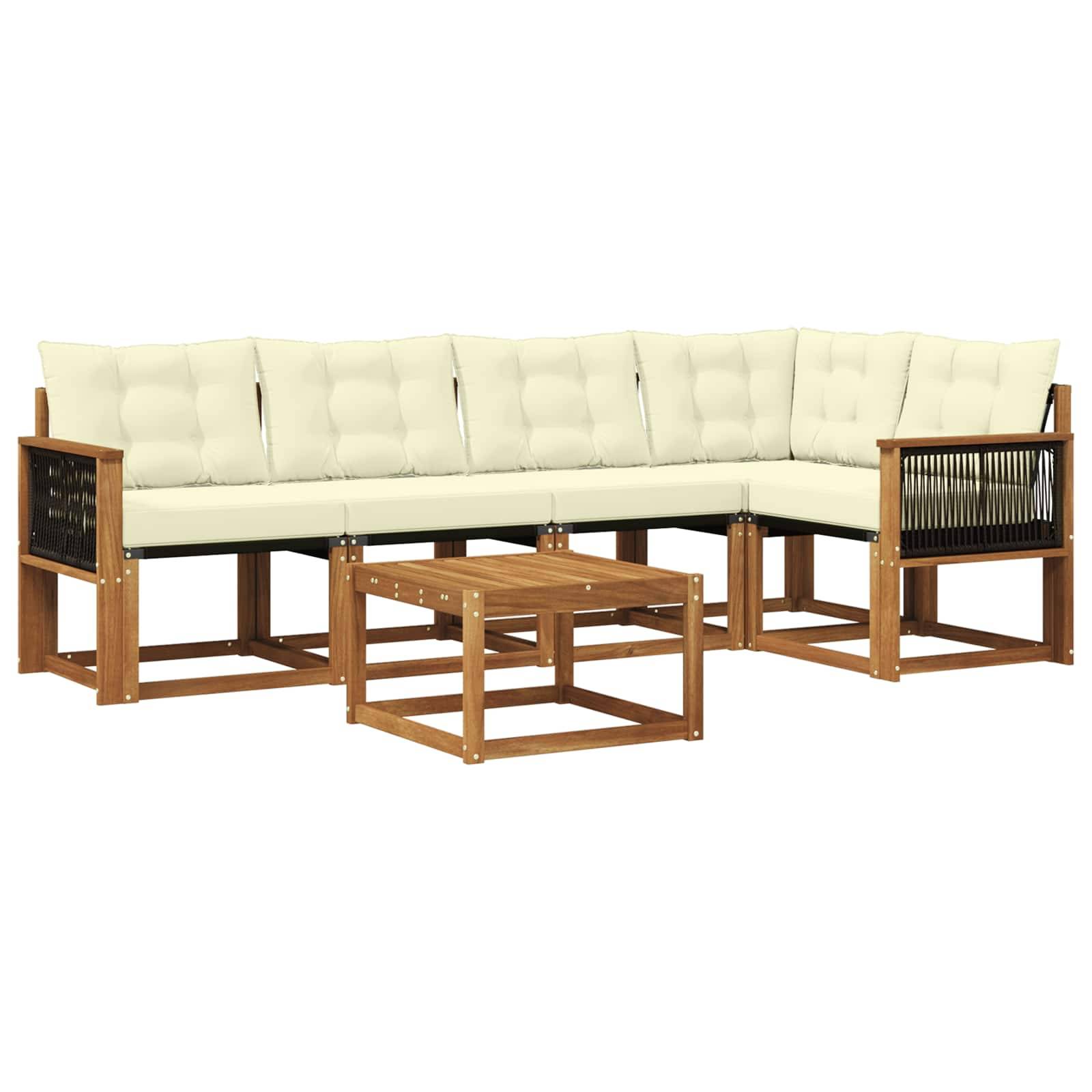 vidaXL Outdoor-Sofagarnitur mit Kissen 6 pcs Natur und Creme