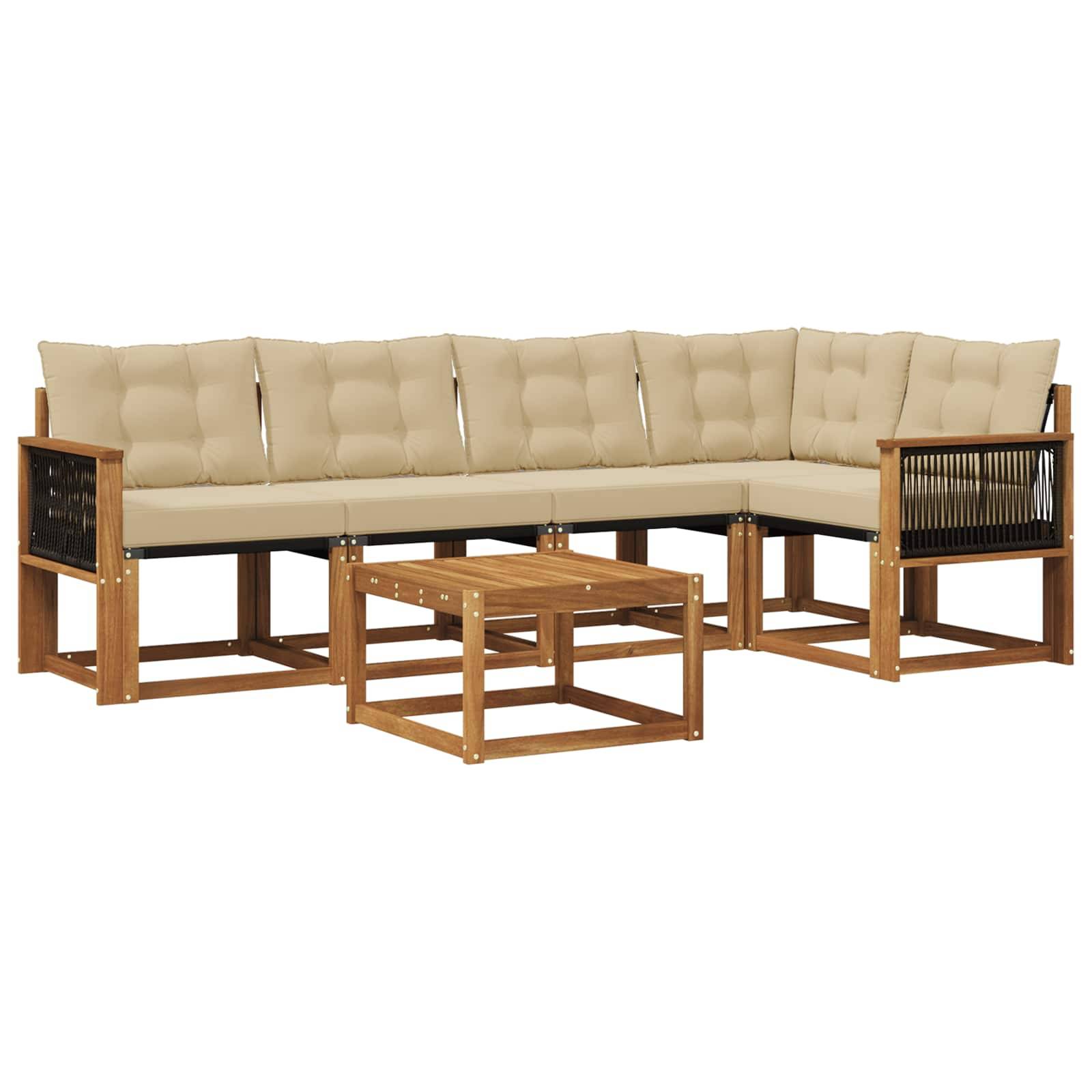vidaXL Outdoor-Sofagarnitur mit Kissen 6 pcs Natur und Beige