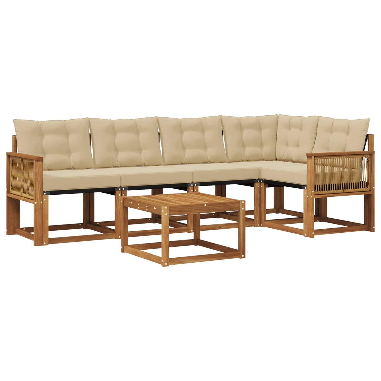 vidaXL Outdoor-Sofagarnitur mit Kissen 6 pcs Natur und Beige
