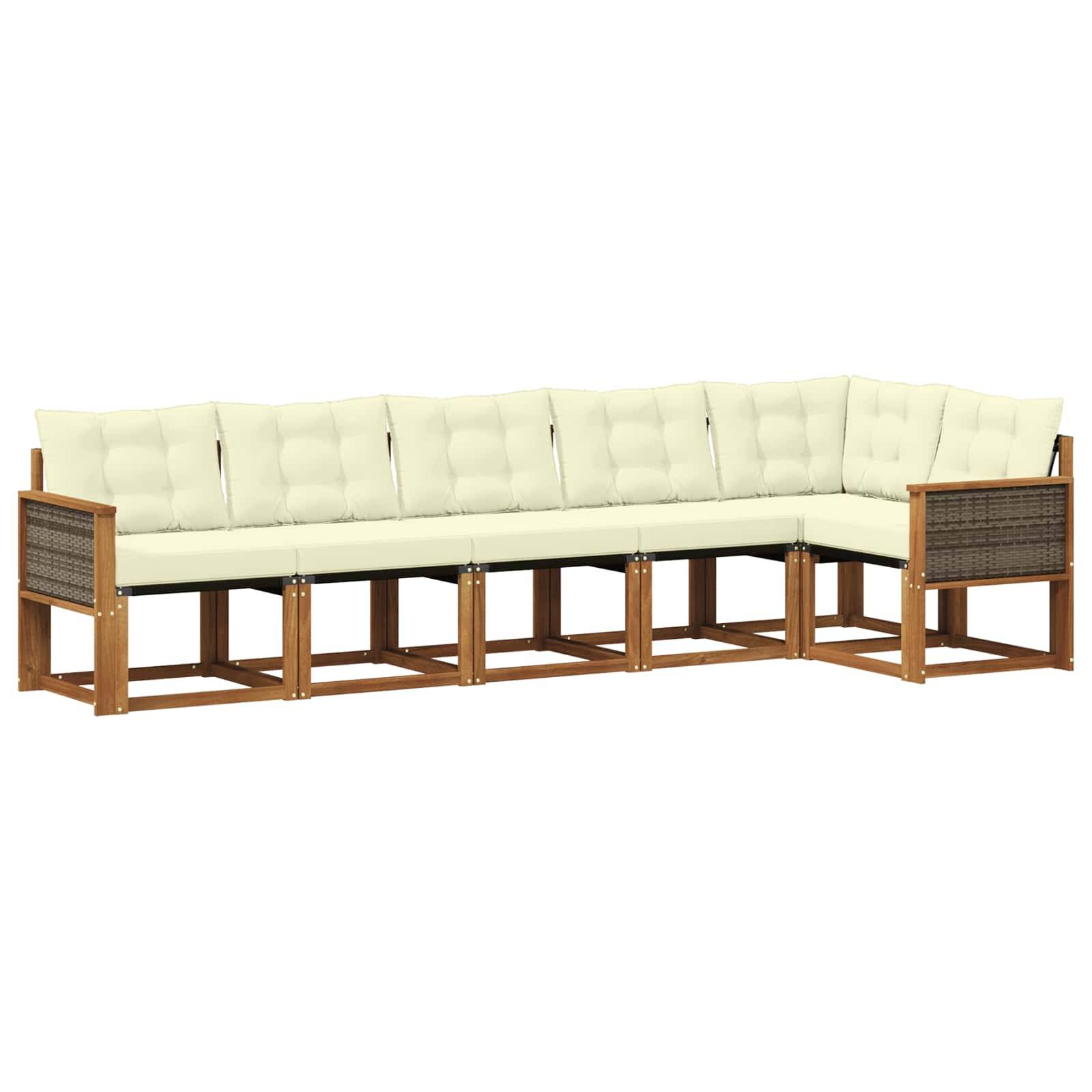 vidaXL Outdoor-Sofagarnitur mit Kissen 6 pcs Natur und Creme