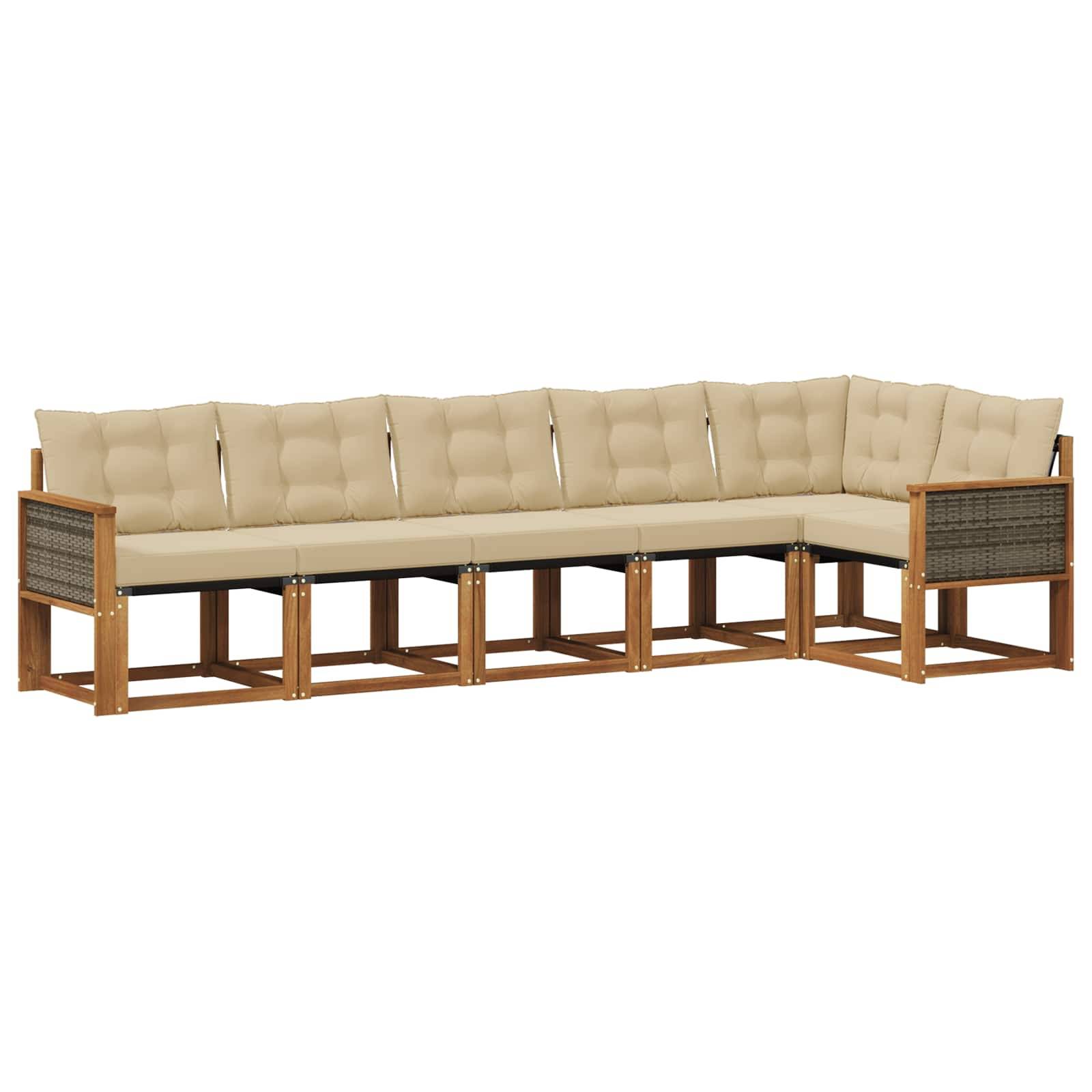 vidaXL Outdoor-Sofagarnitur mit Kissen 6 pcs Natur und Beige